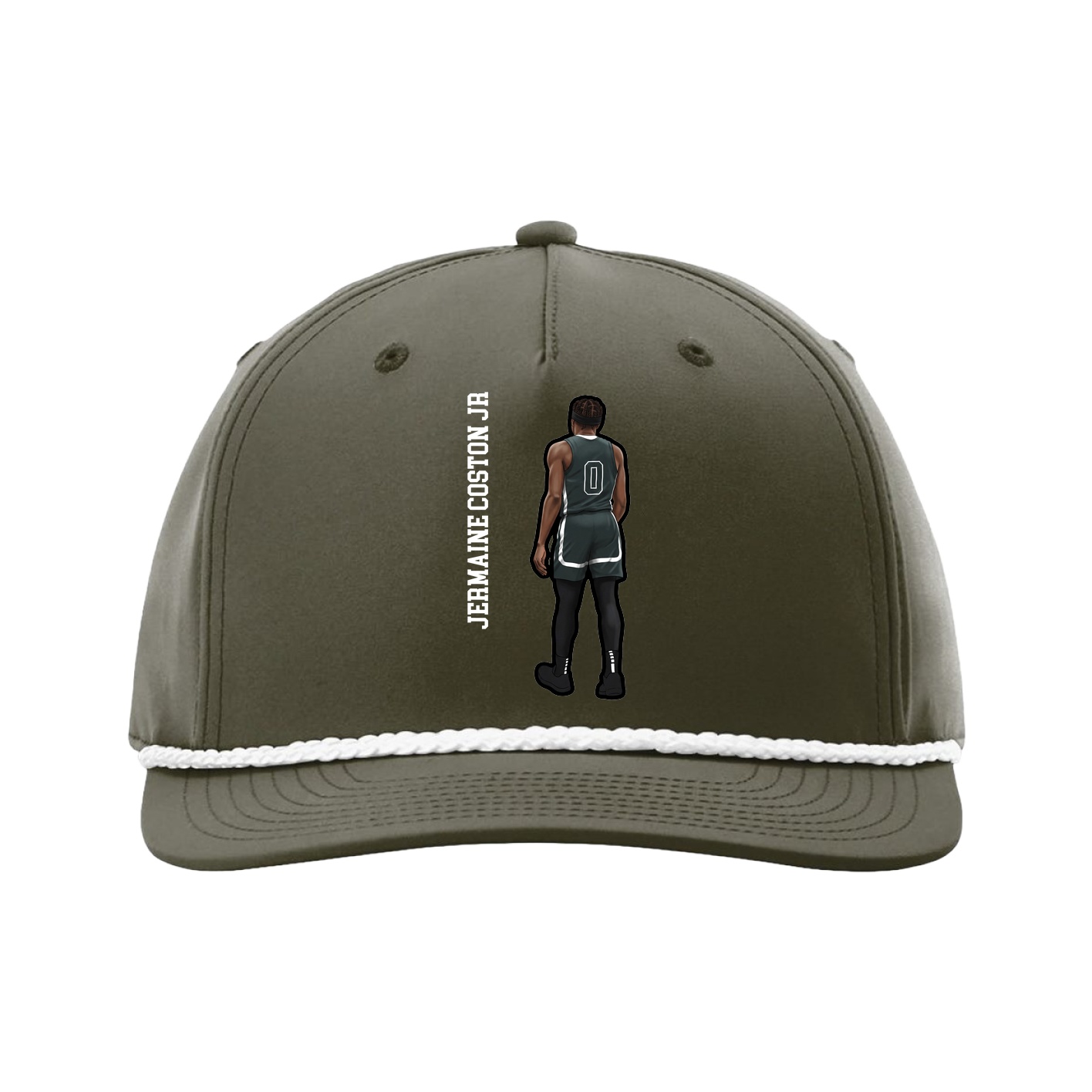Five-Panel Classic Rope Cap — Name Vertical in Green
