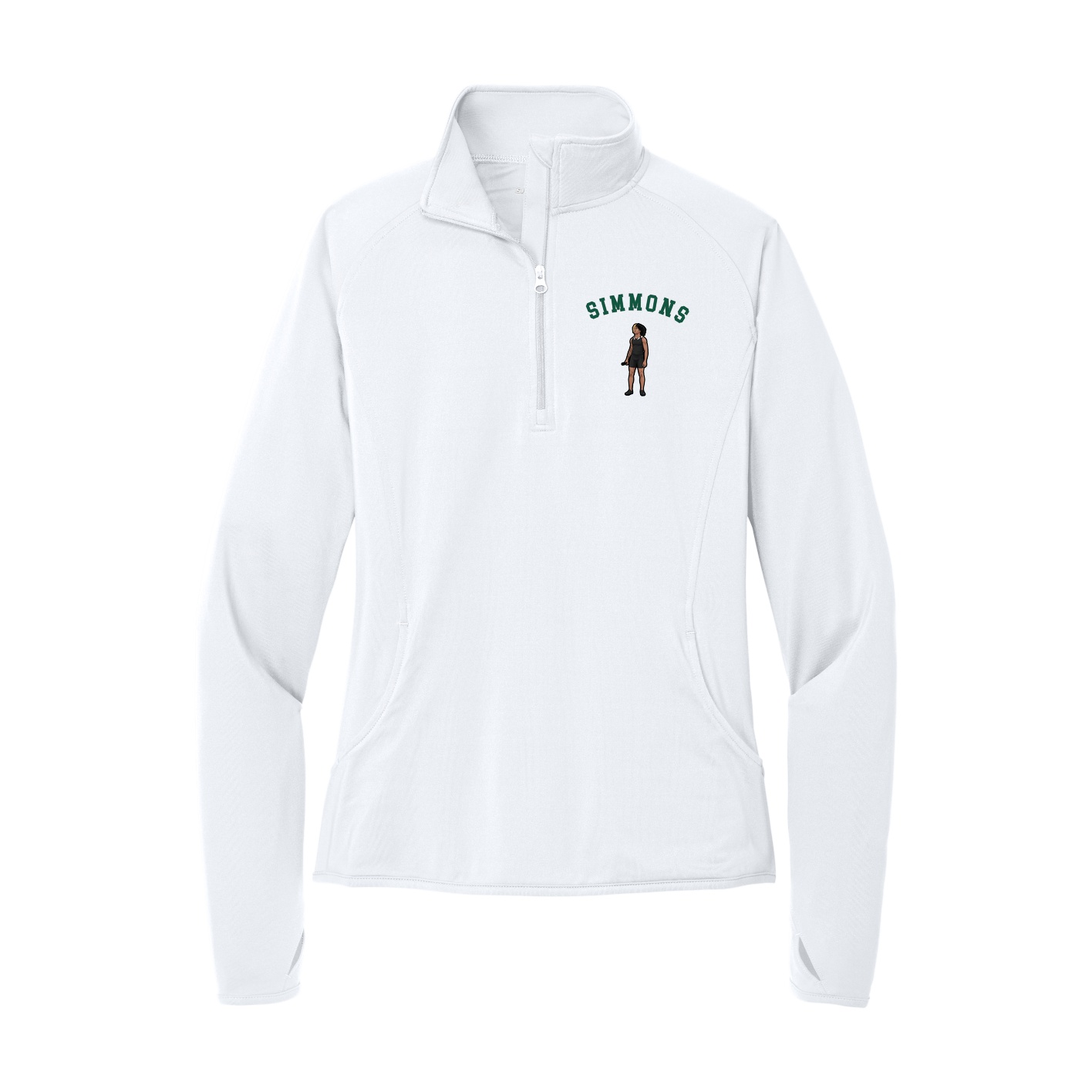 Women's Q-Zip Pullover — Shirsey Arch in White