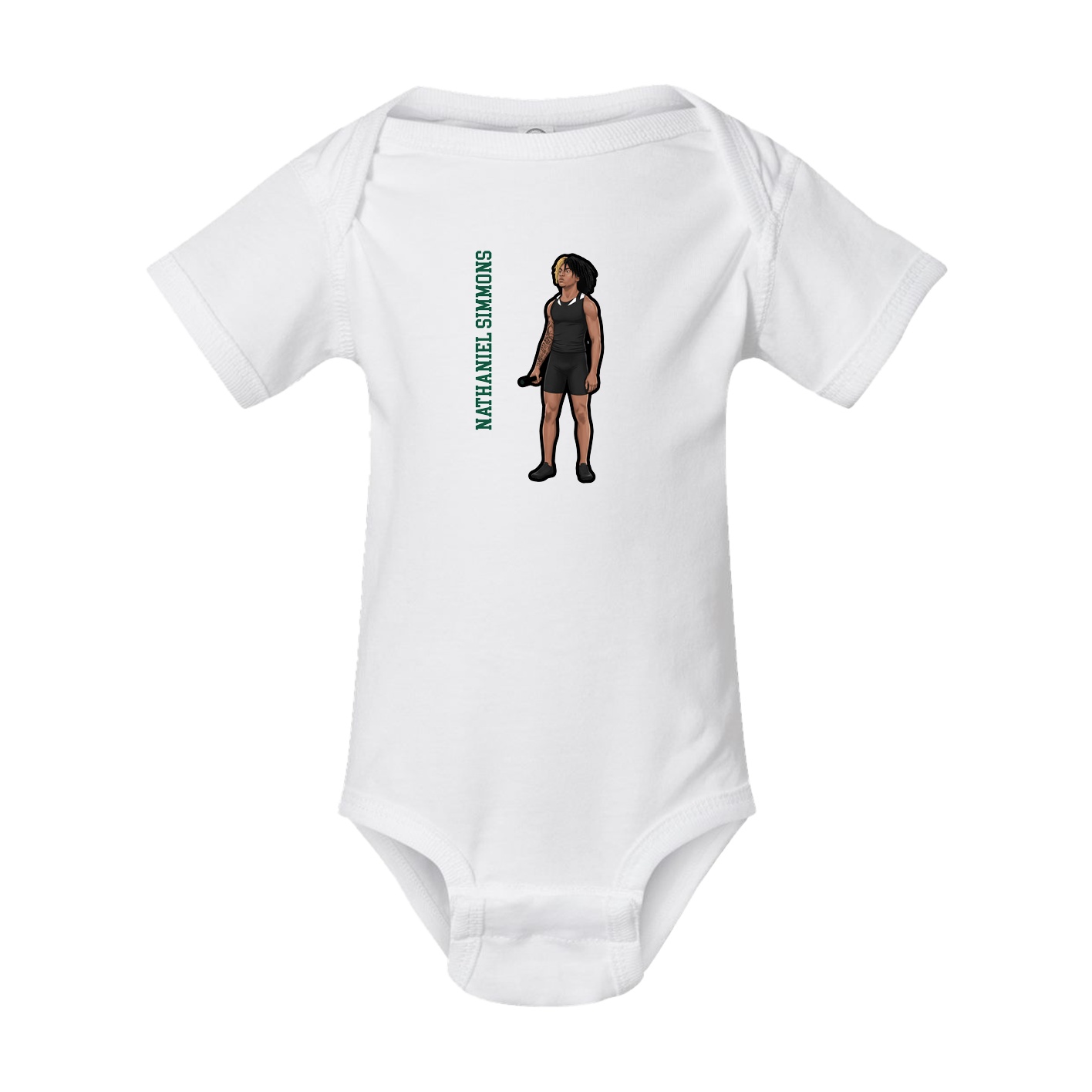 Baby Onesie — Name Vertical in White
