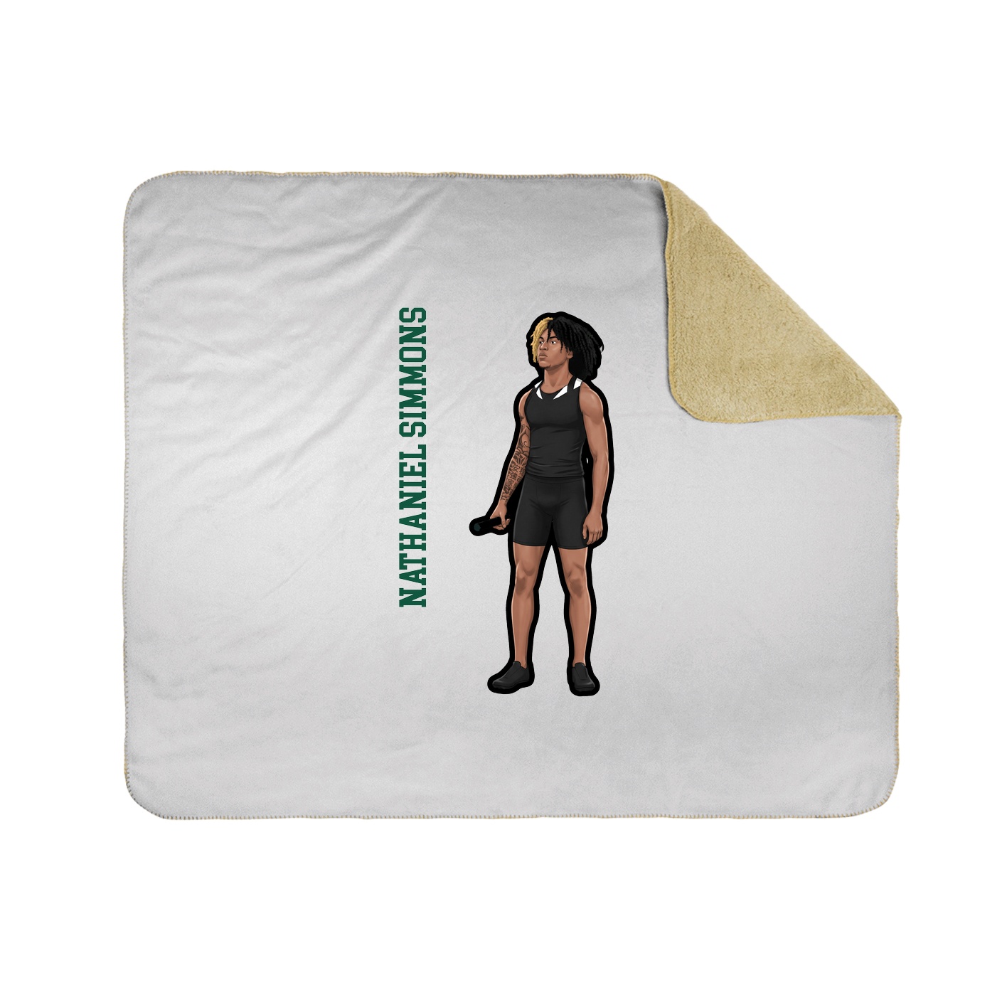 Throw Blanket — Name Vertical in White