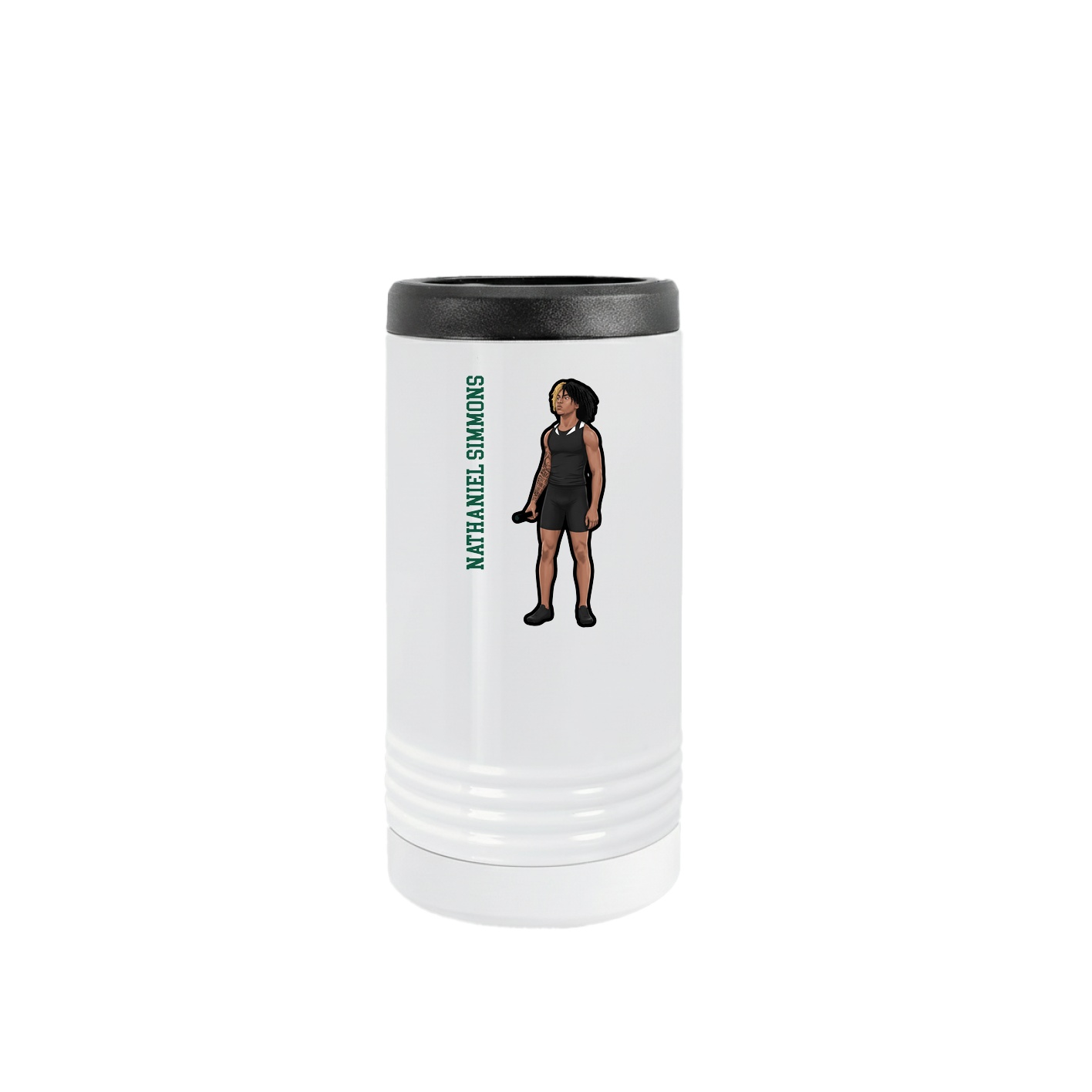 Slim Beverage Holder — Name Vertical in White