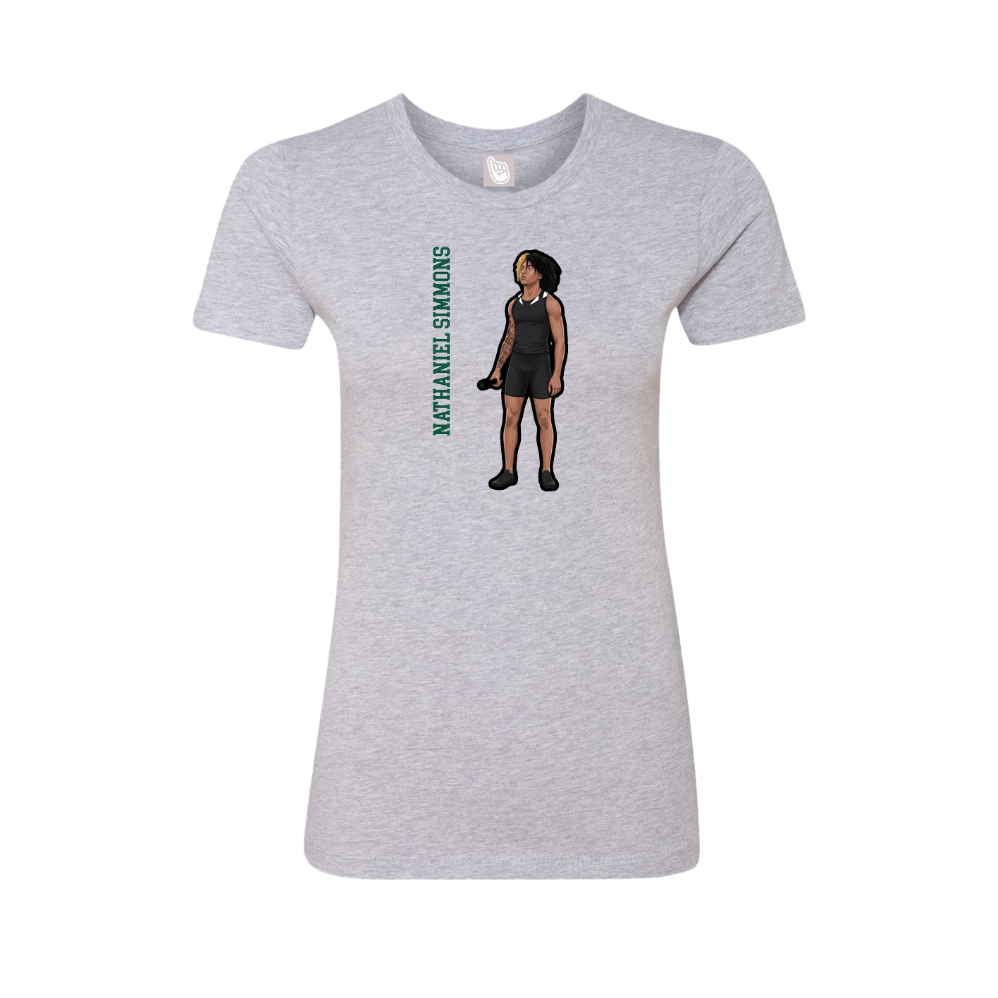Womens Tee — Name Vertical in Grey