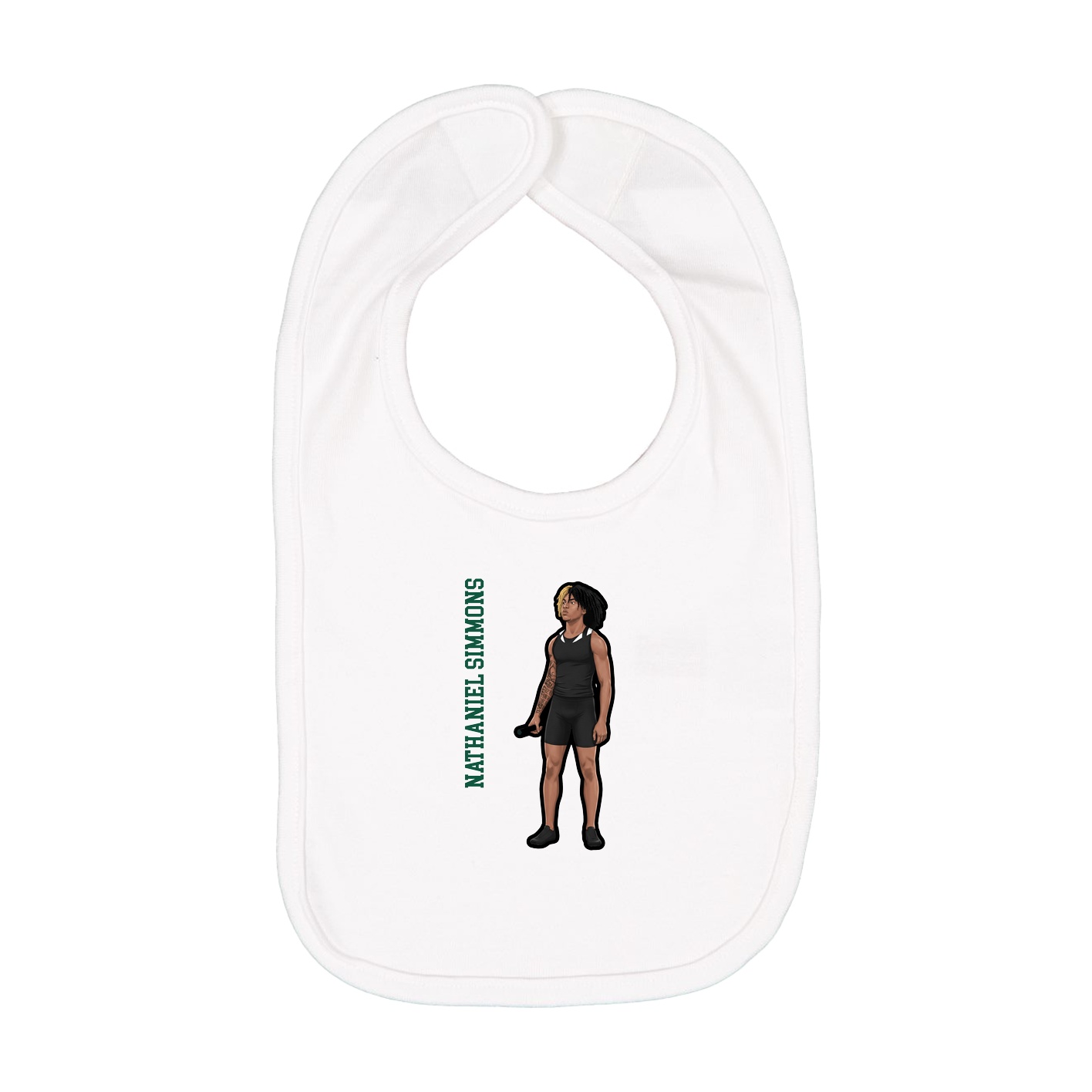 Infant Bib — Name Vertical in White