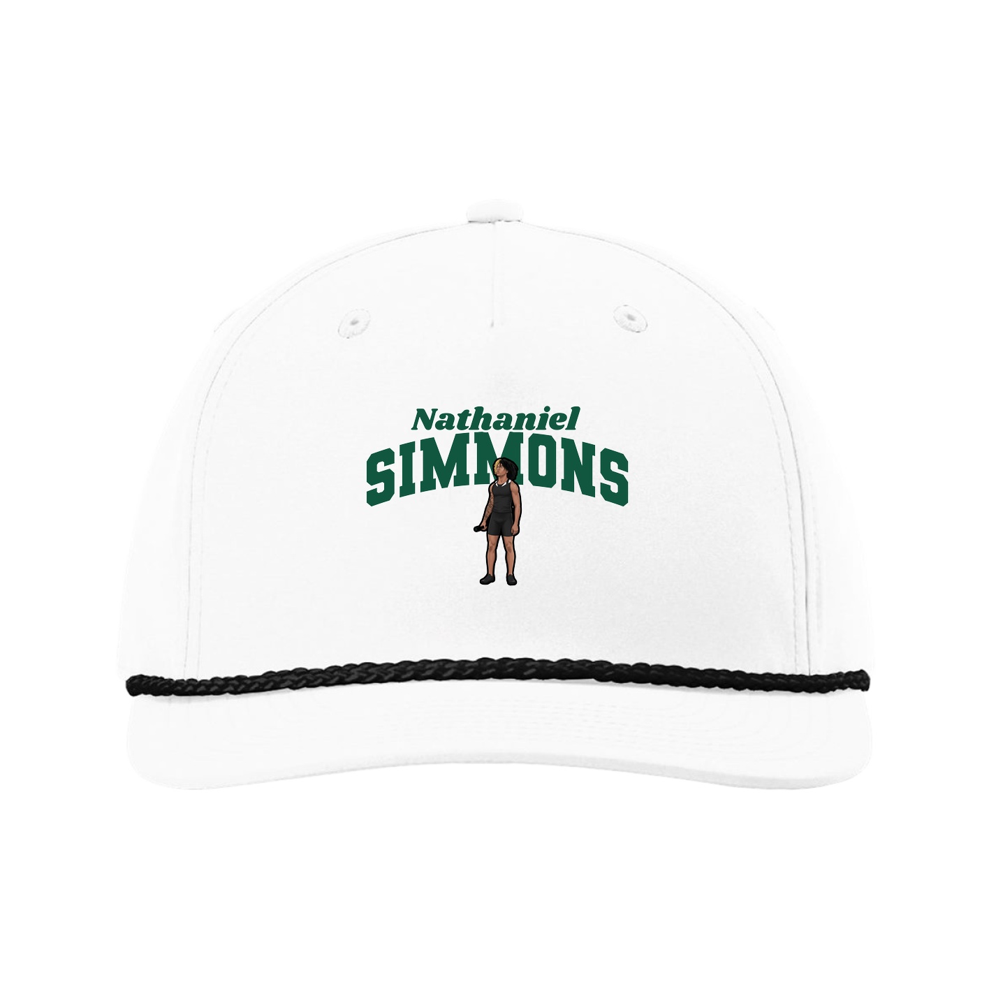 Five-Panel Classic Rope Cap — Signature Arch in White