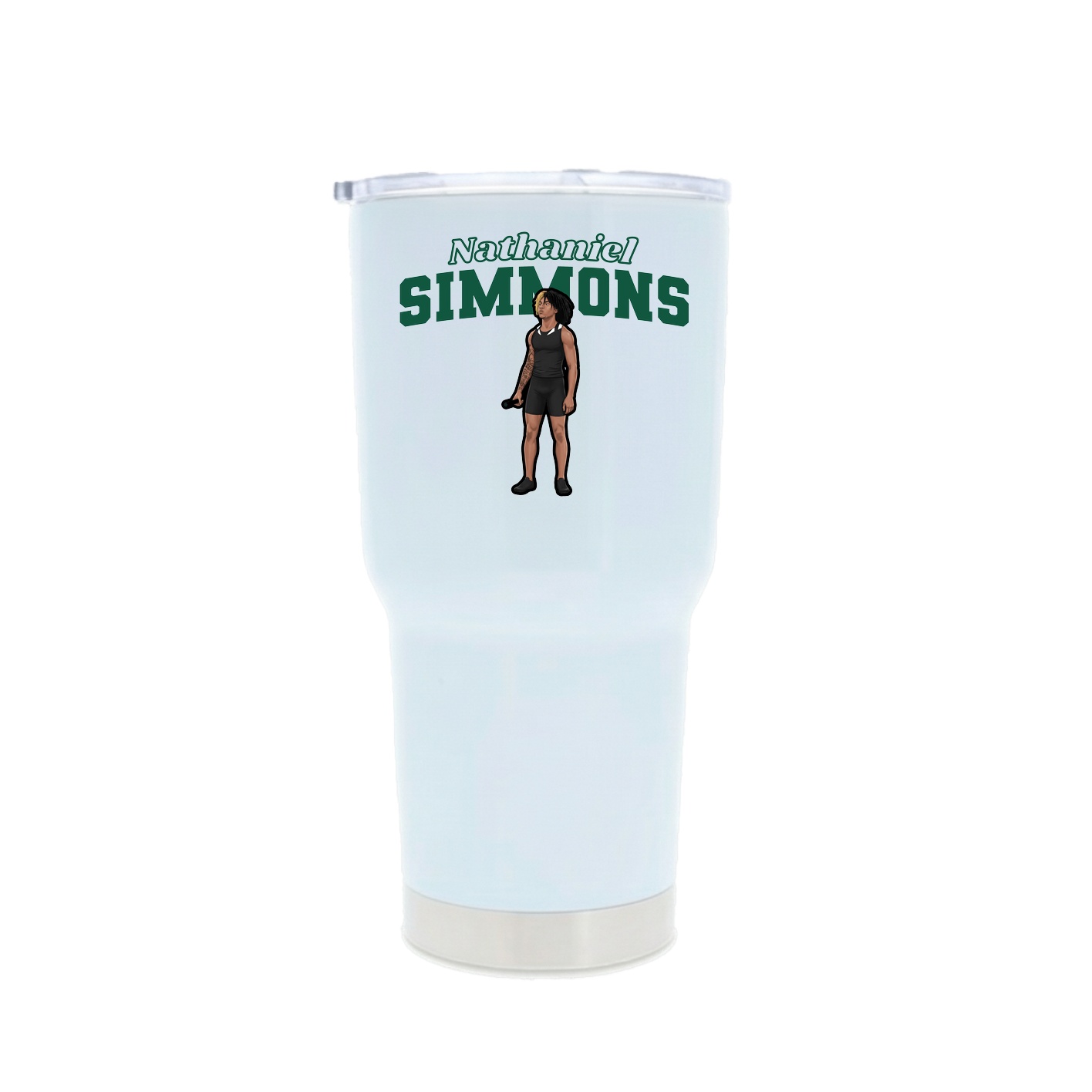 30oz Stainless Steel Tumbler — Name Arch in White