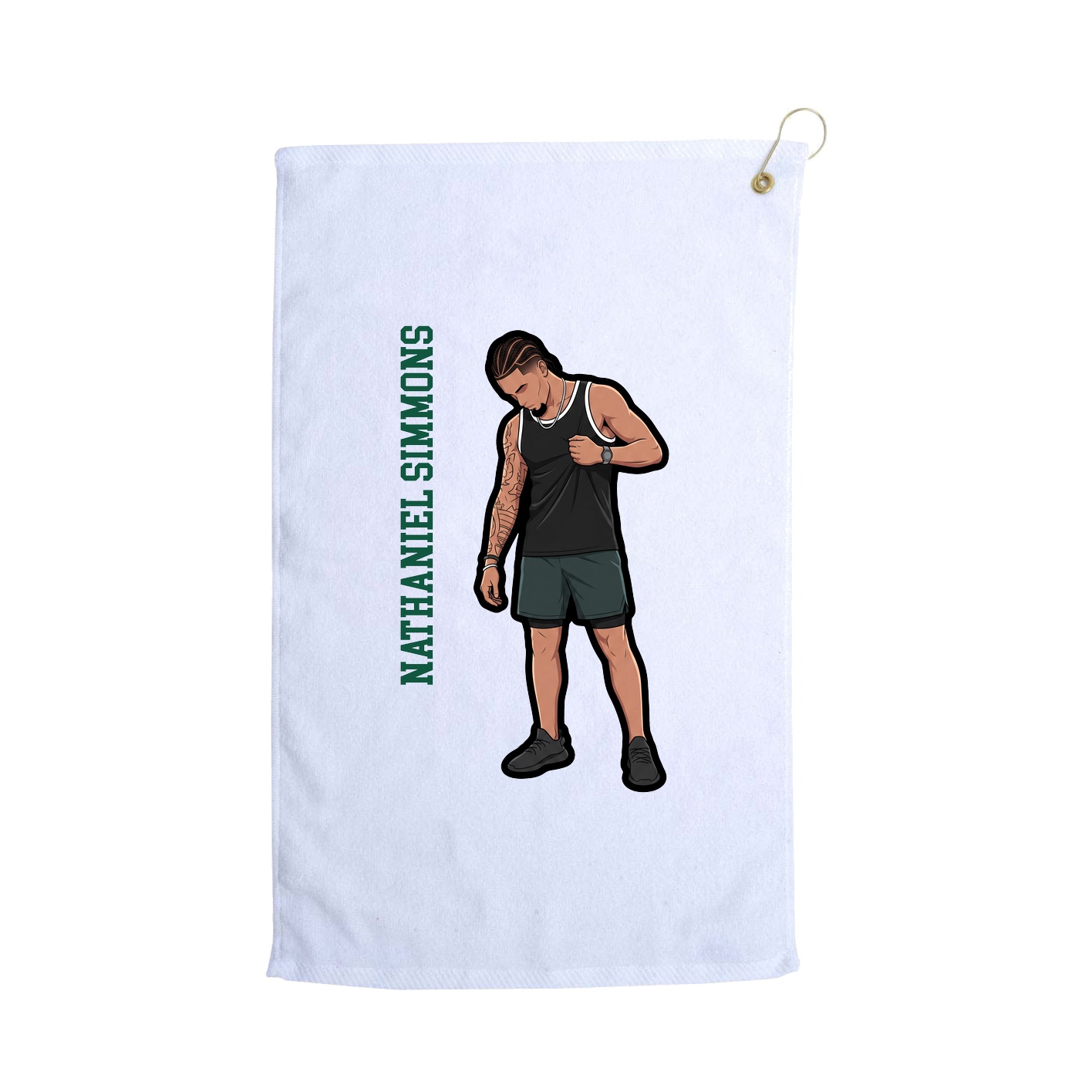 Golf Towel — Name Vertical in White
