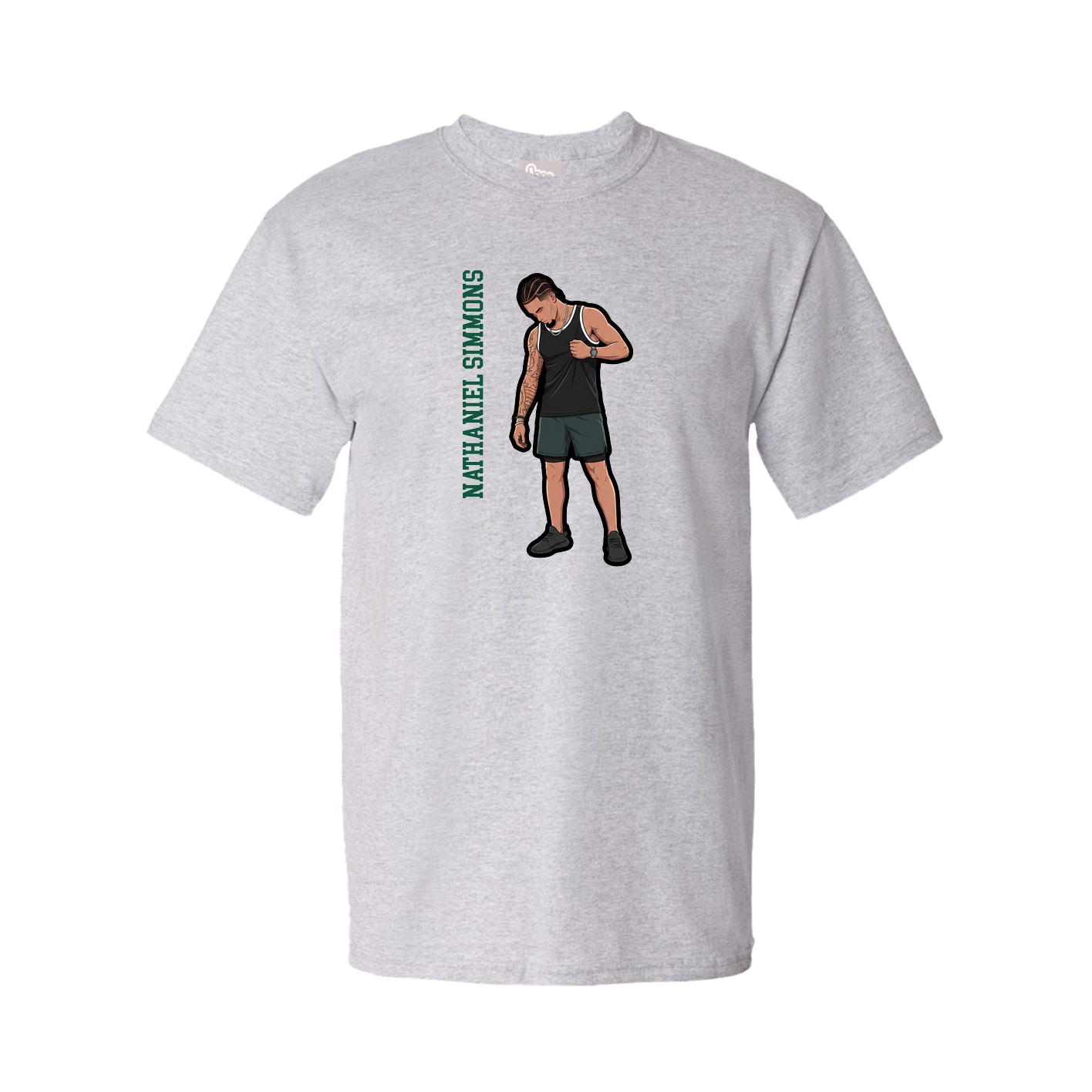 Tee — Name Vertical in Grey