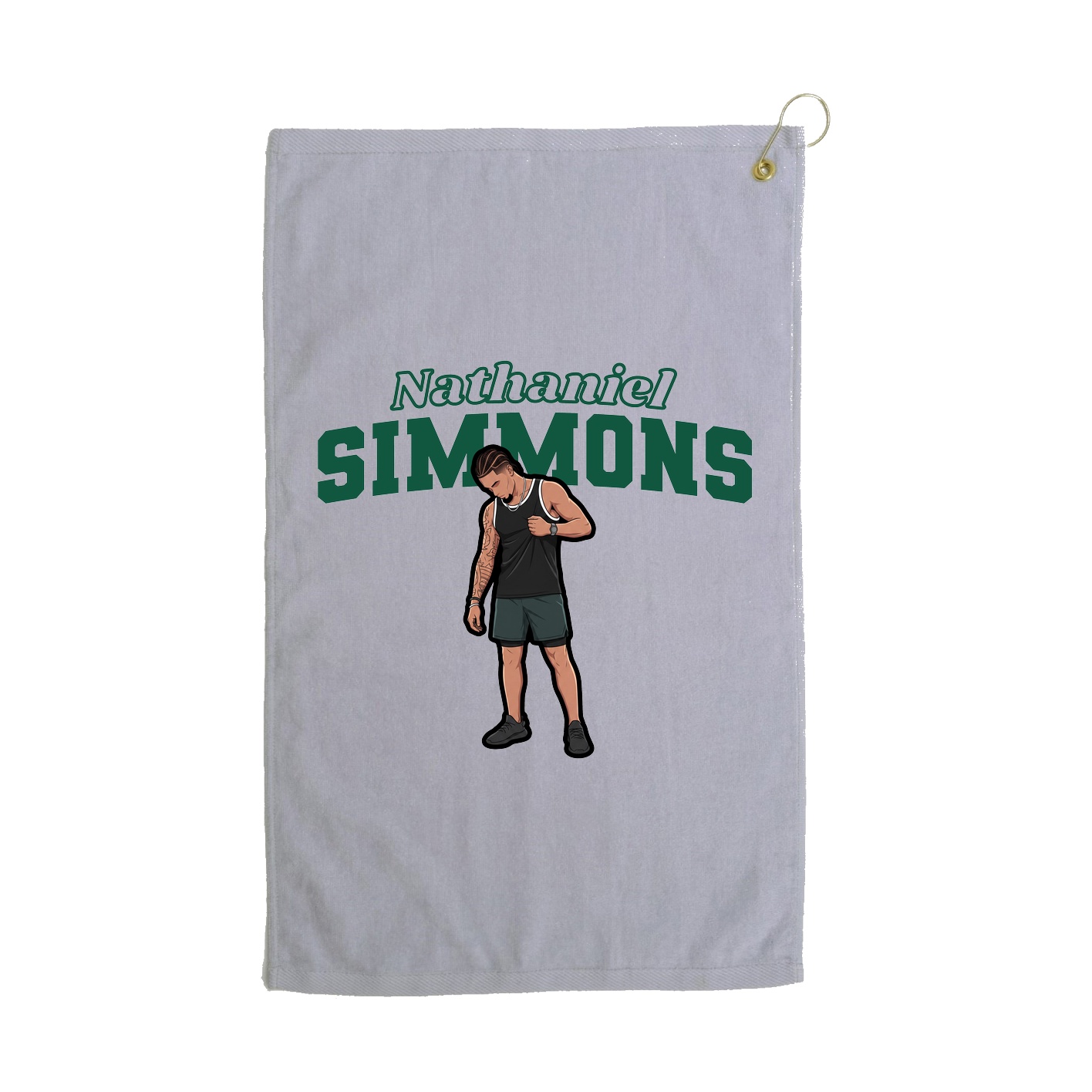 Golf Towel — Name Arch in Grey