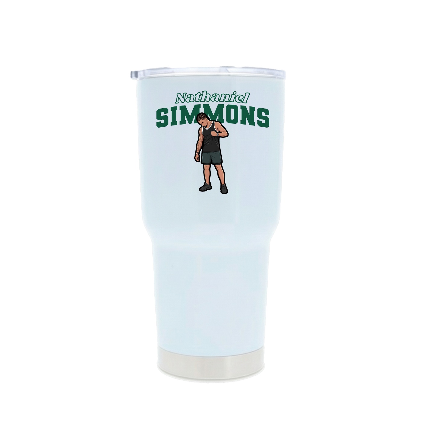 30oz Stainless Steel Tumbler — Name Arch in White