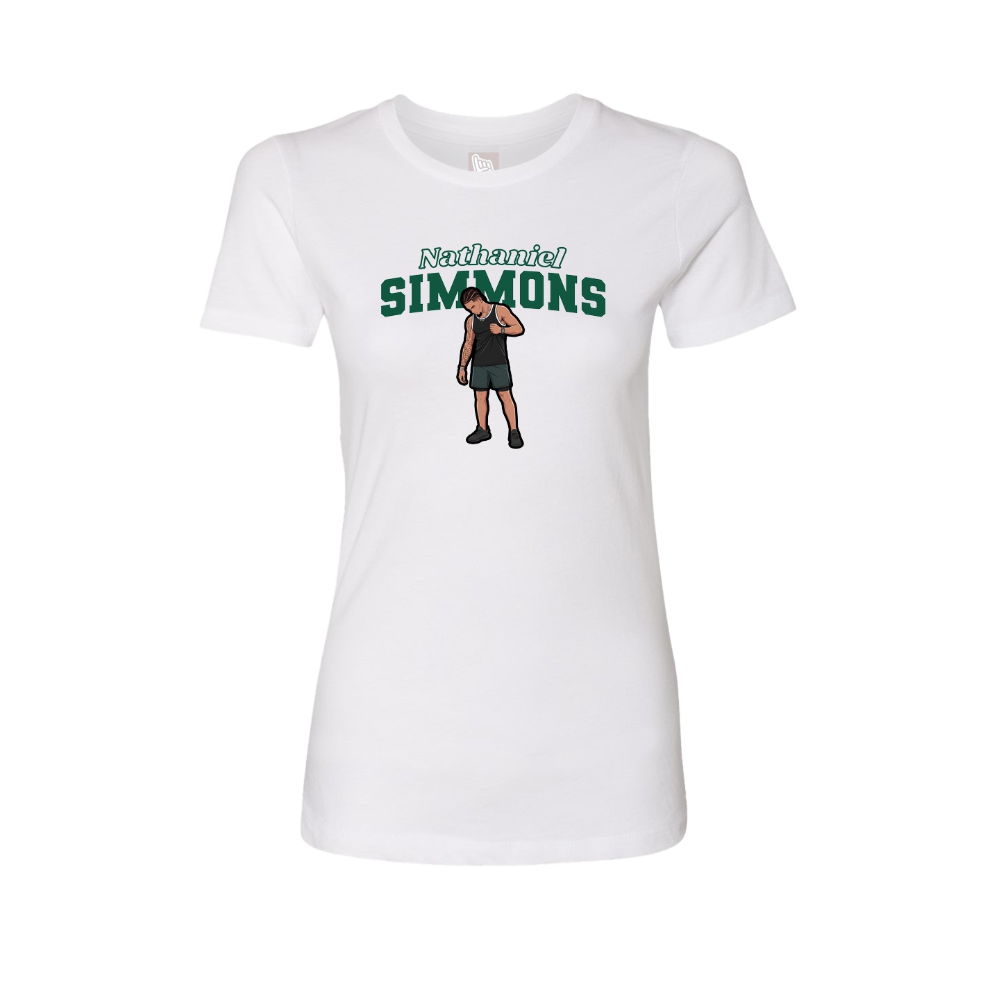 Womens Tee — Name Arch in White