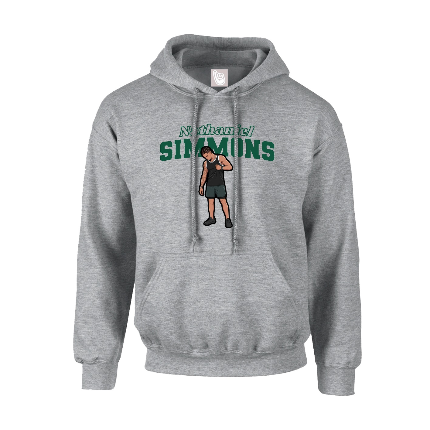 Youth Hoodie — Name Arch in Grey