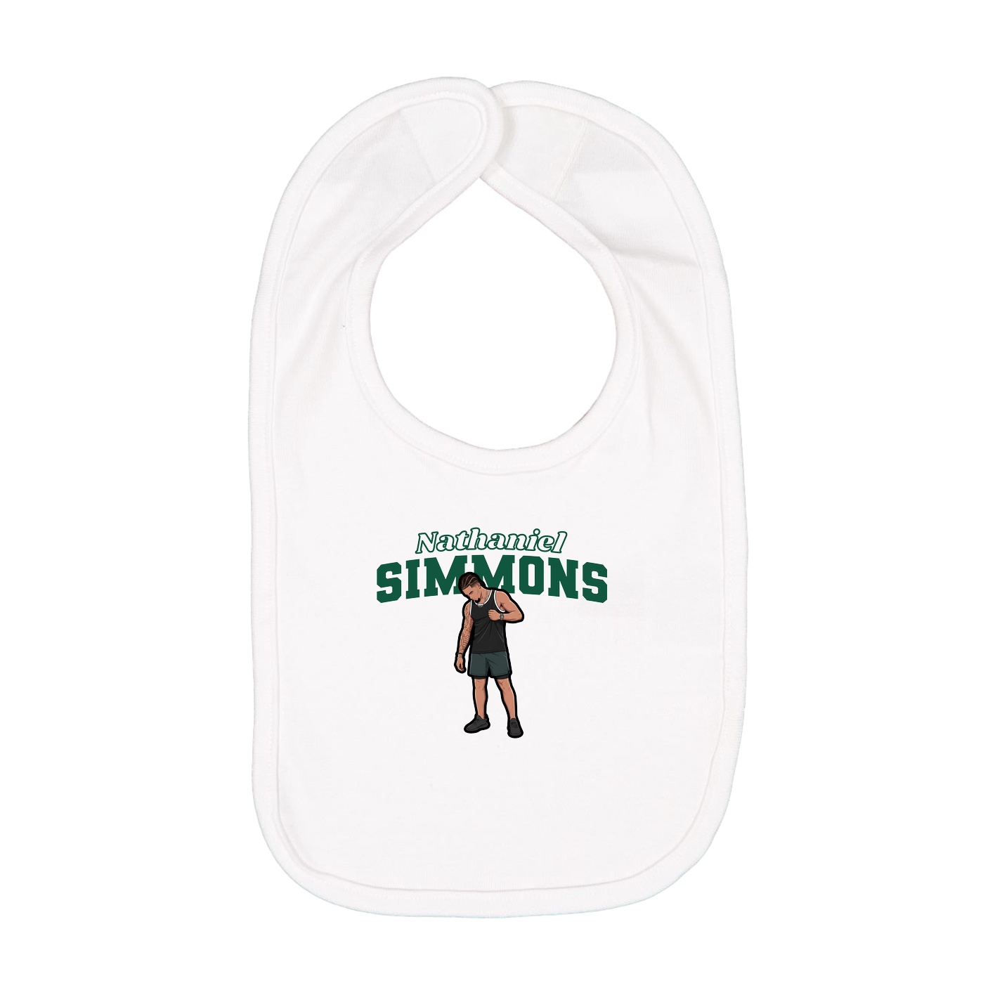 Infant Bib — Name Arch in White