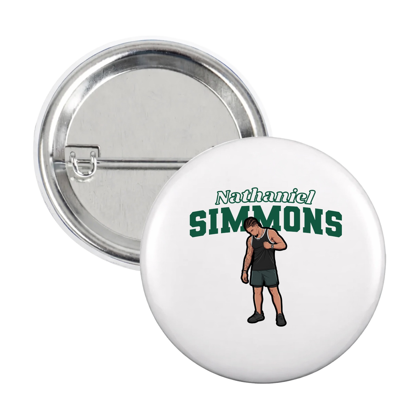 Game Day Button — Name Arch in White