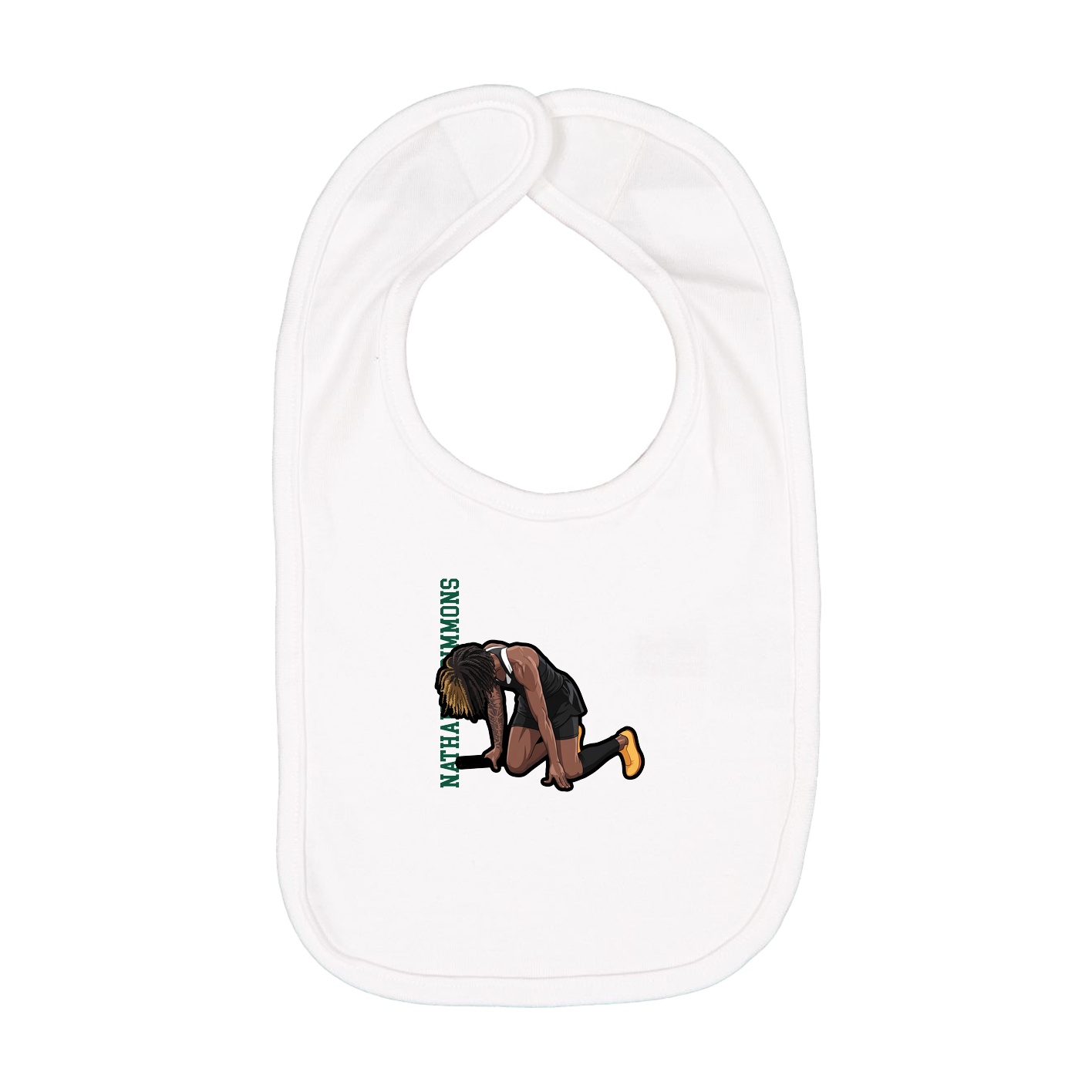 Infant Bib — Name Vertical in White