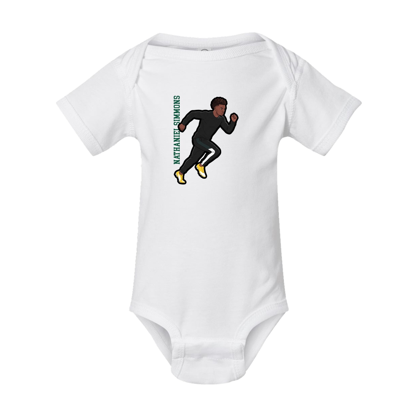 Baby Onesie — Name Vertical in White