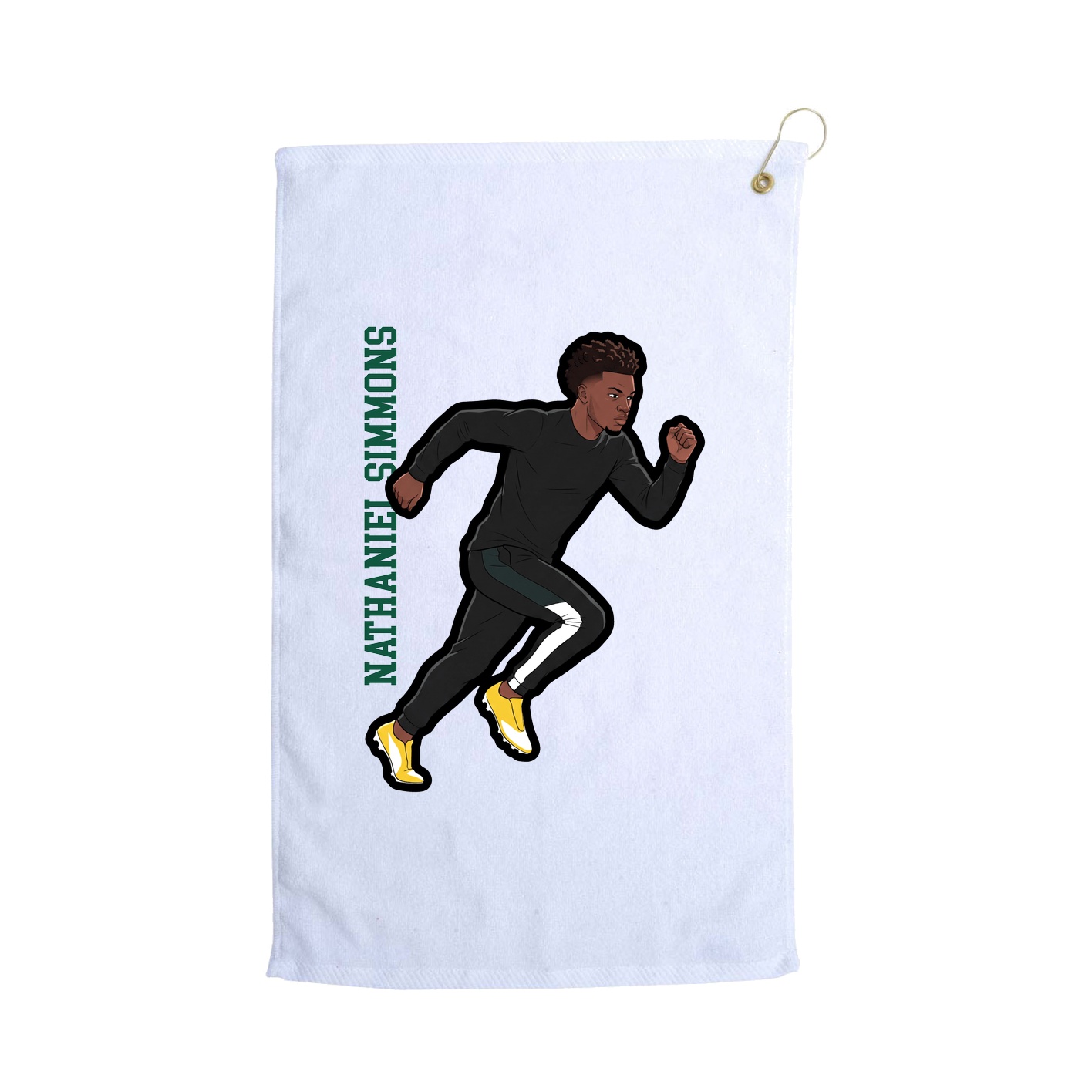 Golf Towel — Name Vertical in White