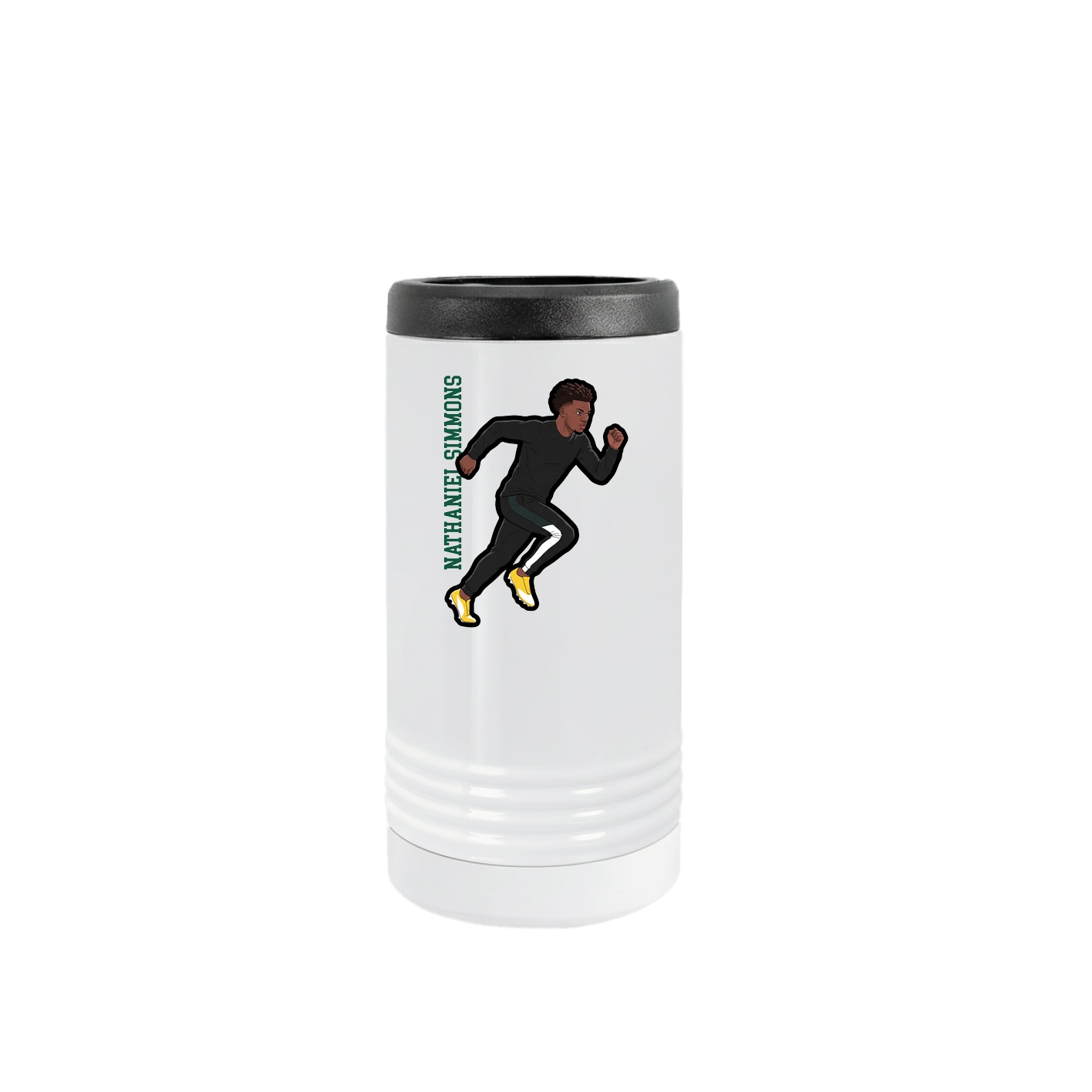 Slim Beverage Holder — Name Vertical in White
