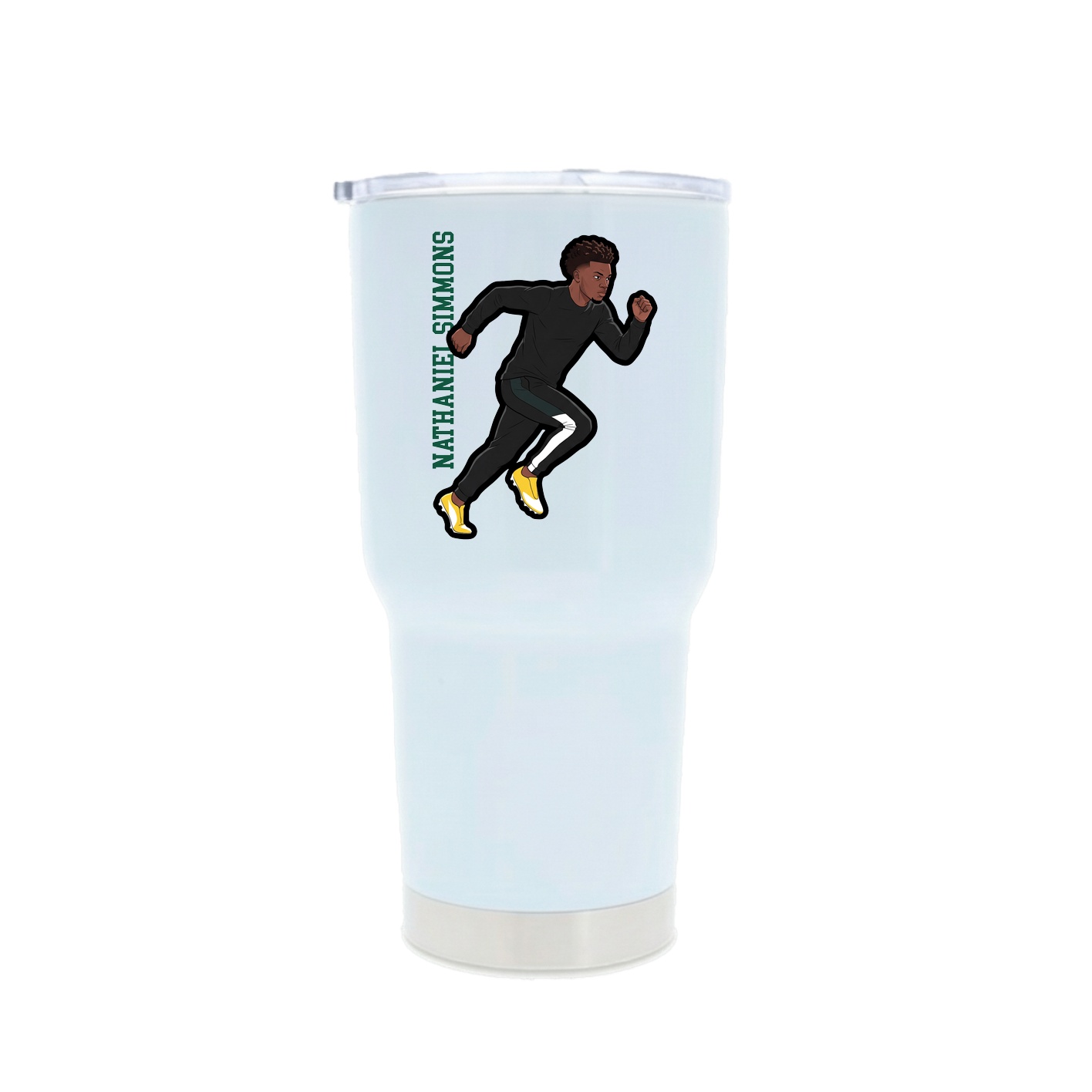 30oz Stainless Steel Tumbler — Name Vertical in White