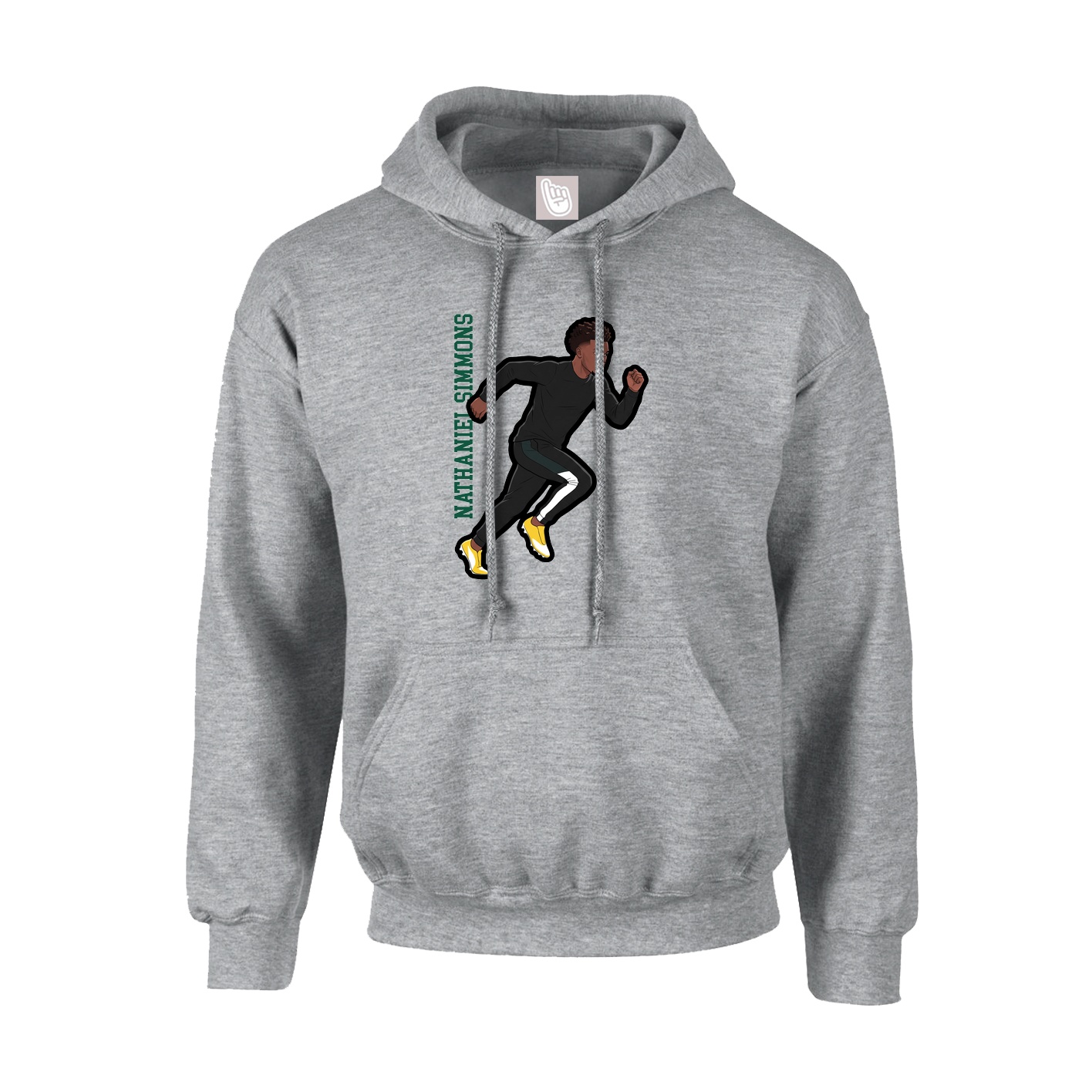 Youth Hoodie — Name Vertical in Grey
