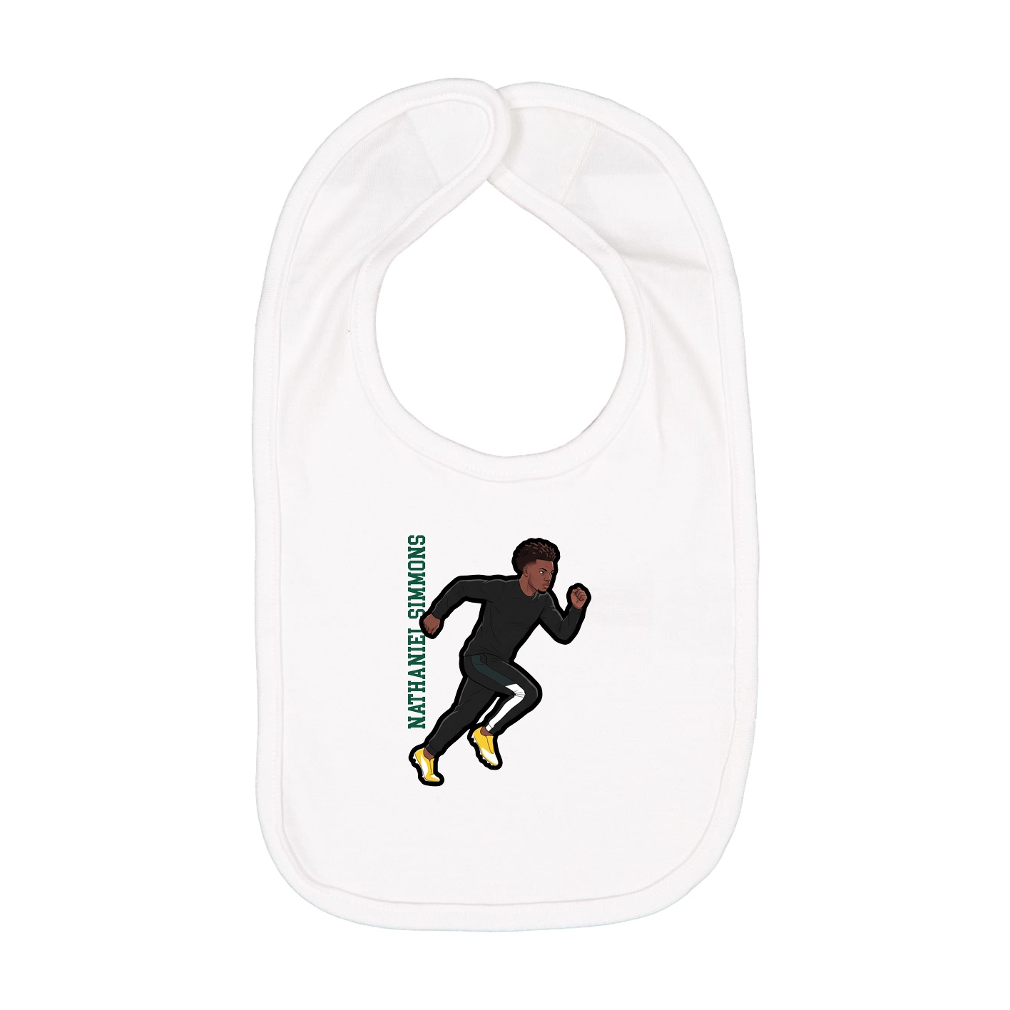 Infant Bib — Name Vertical in White