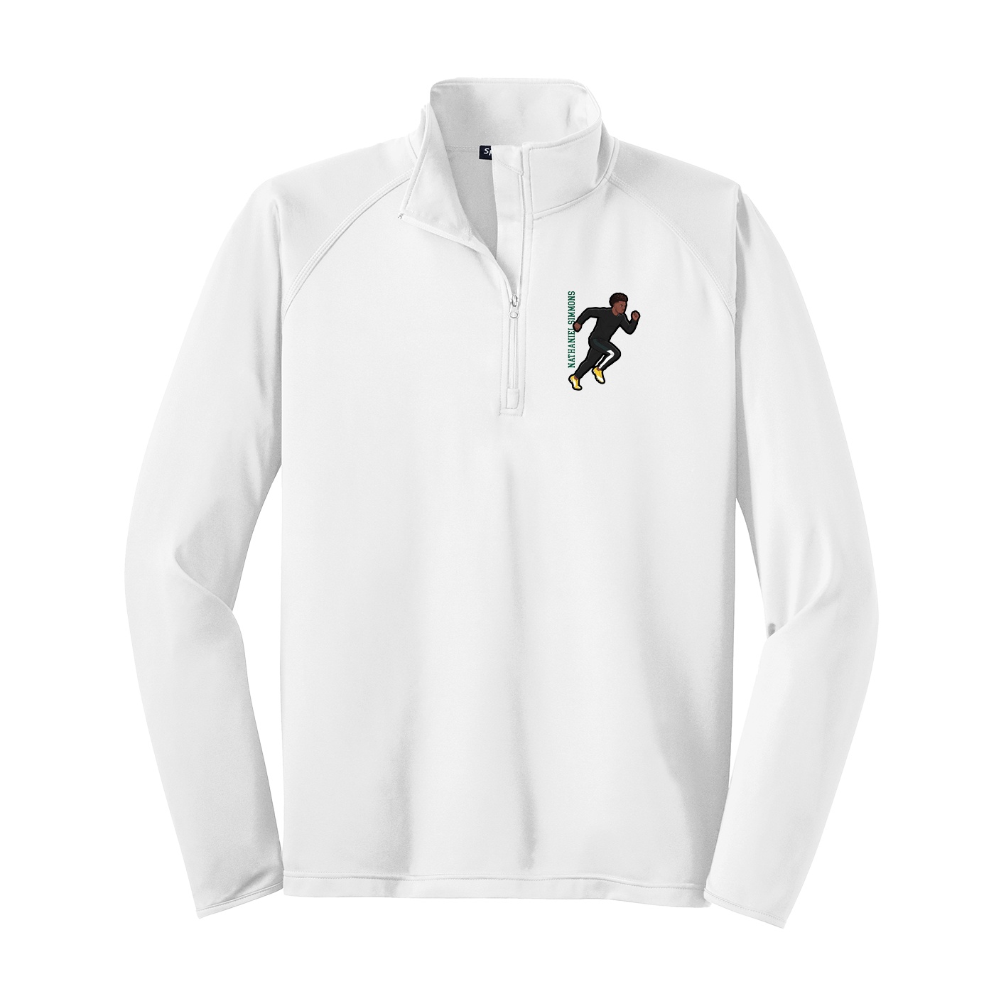 Q-Zip Pullover — Name Vertical in White
