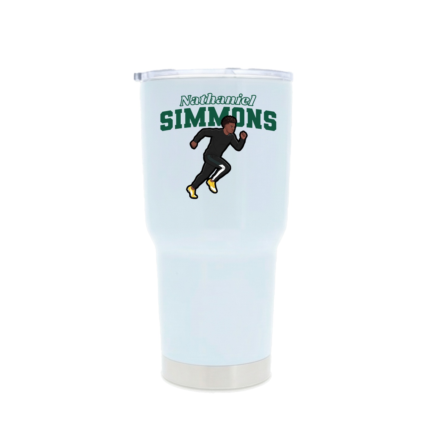 30oz Stainless Steel Tumbler — Name Arch in White