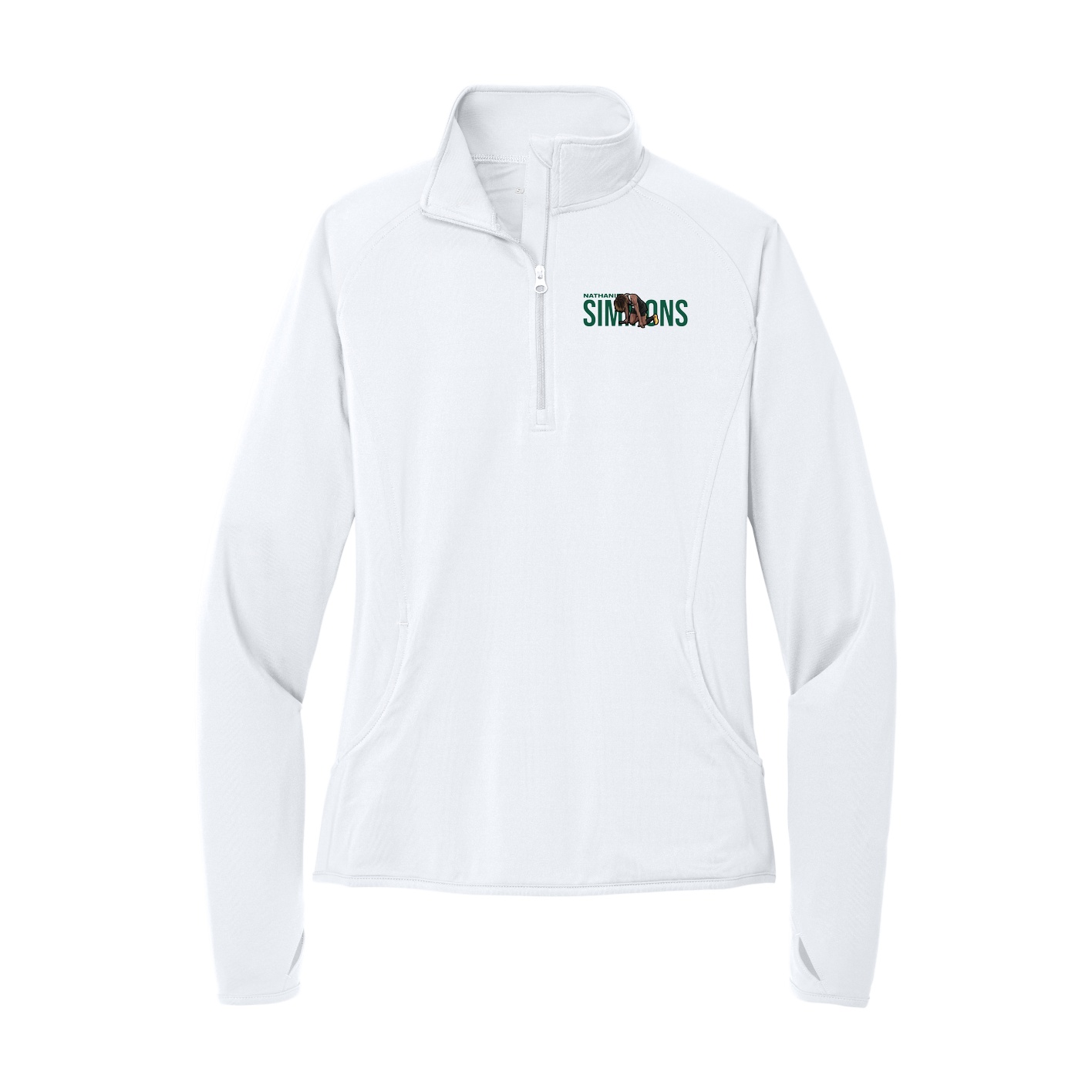 Women's Q-Zip Pullover — Player Name in White