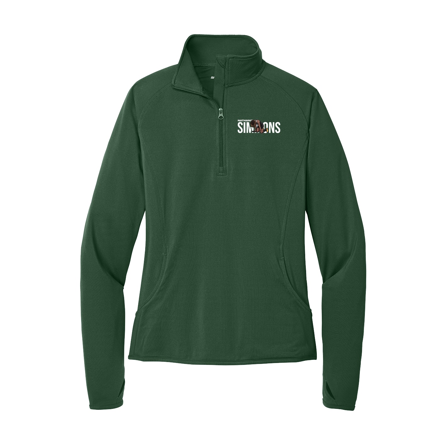 Women's Q-Zip Pullover — Player Name in Green