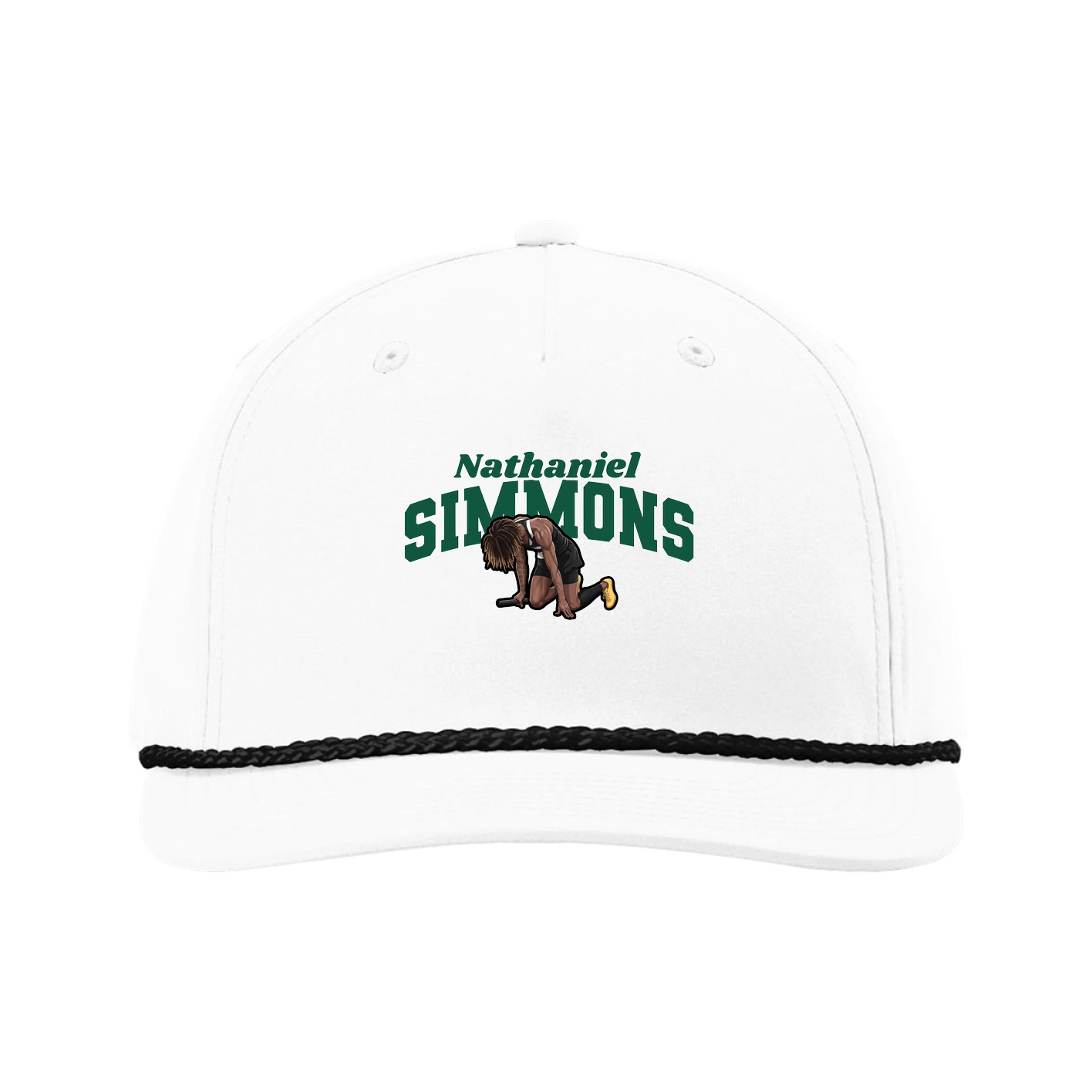 Five-Panel Classic Rope Cap — Signature Arch in White