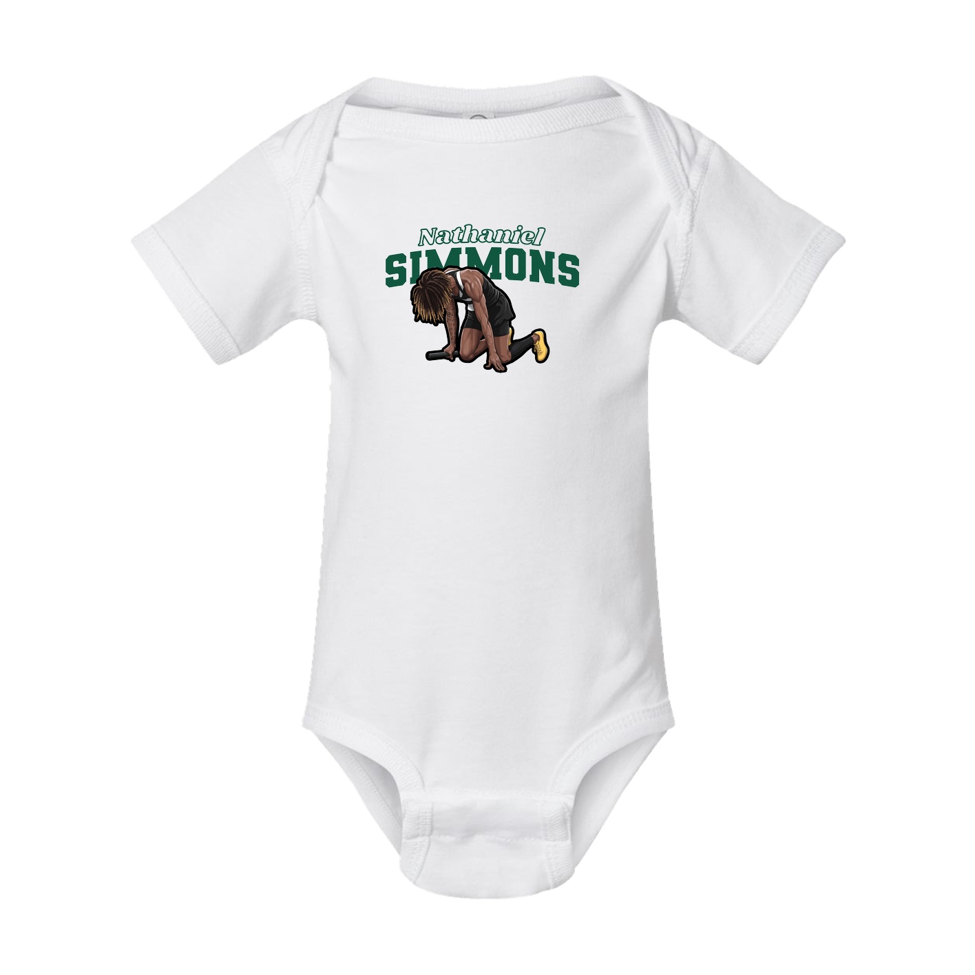 Baby Onesie — Name Arch in White