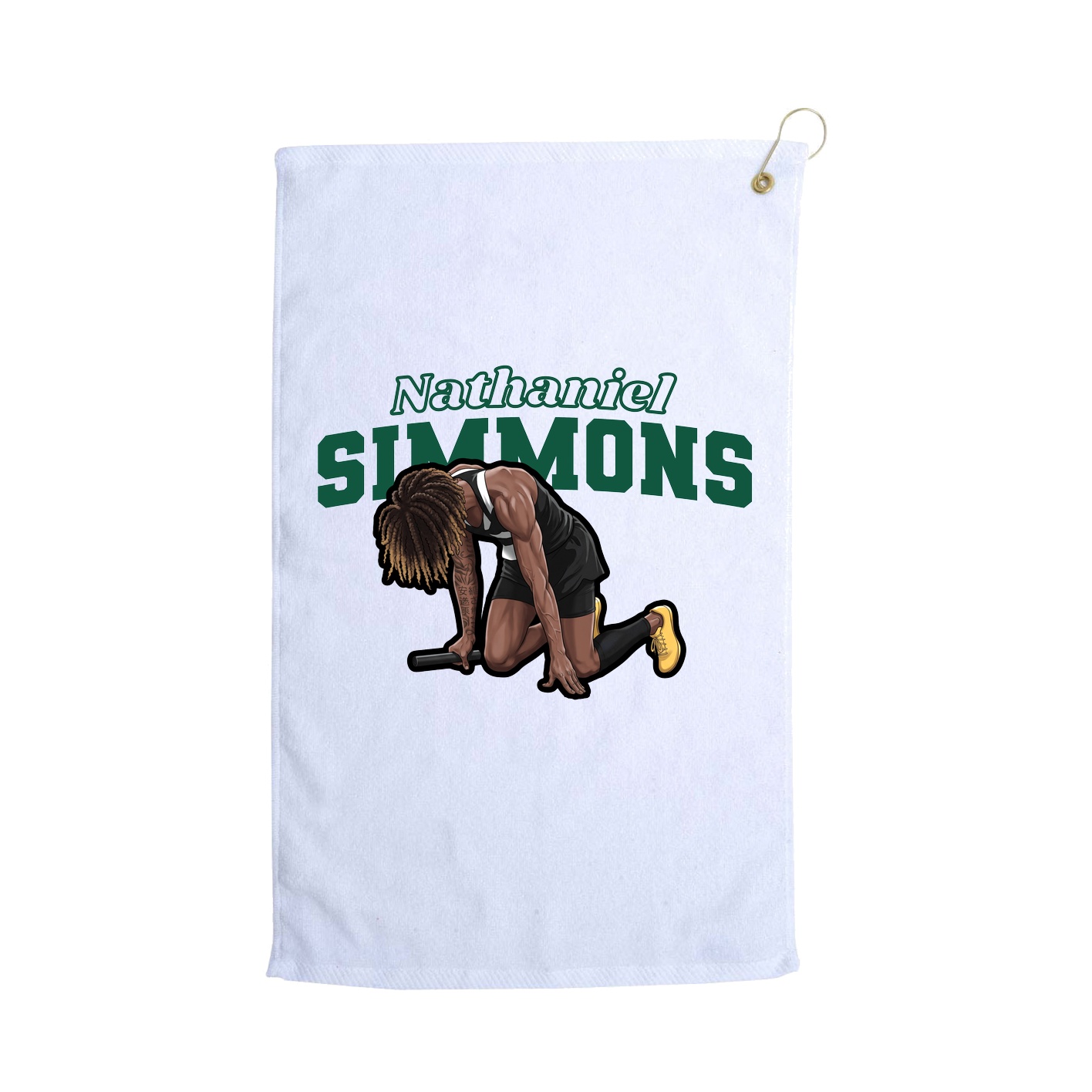 Golf Towel — Name Arch in White