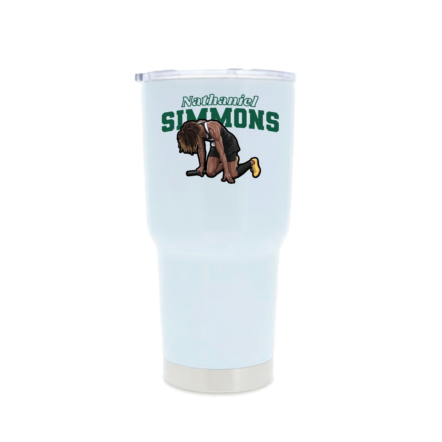 30oz Stainless Steel Tumbler — Name Arch in White