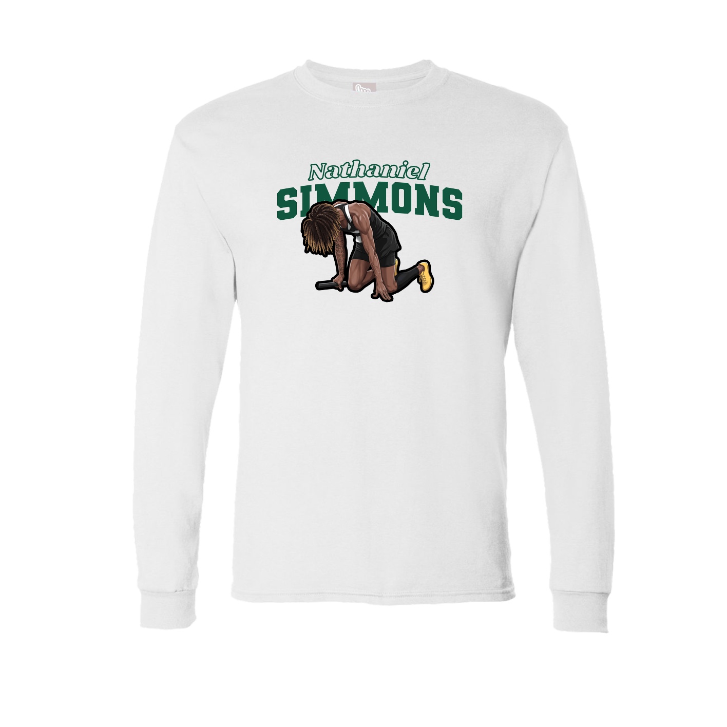 Long Sleeve Tee — Name Arch in White