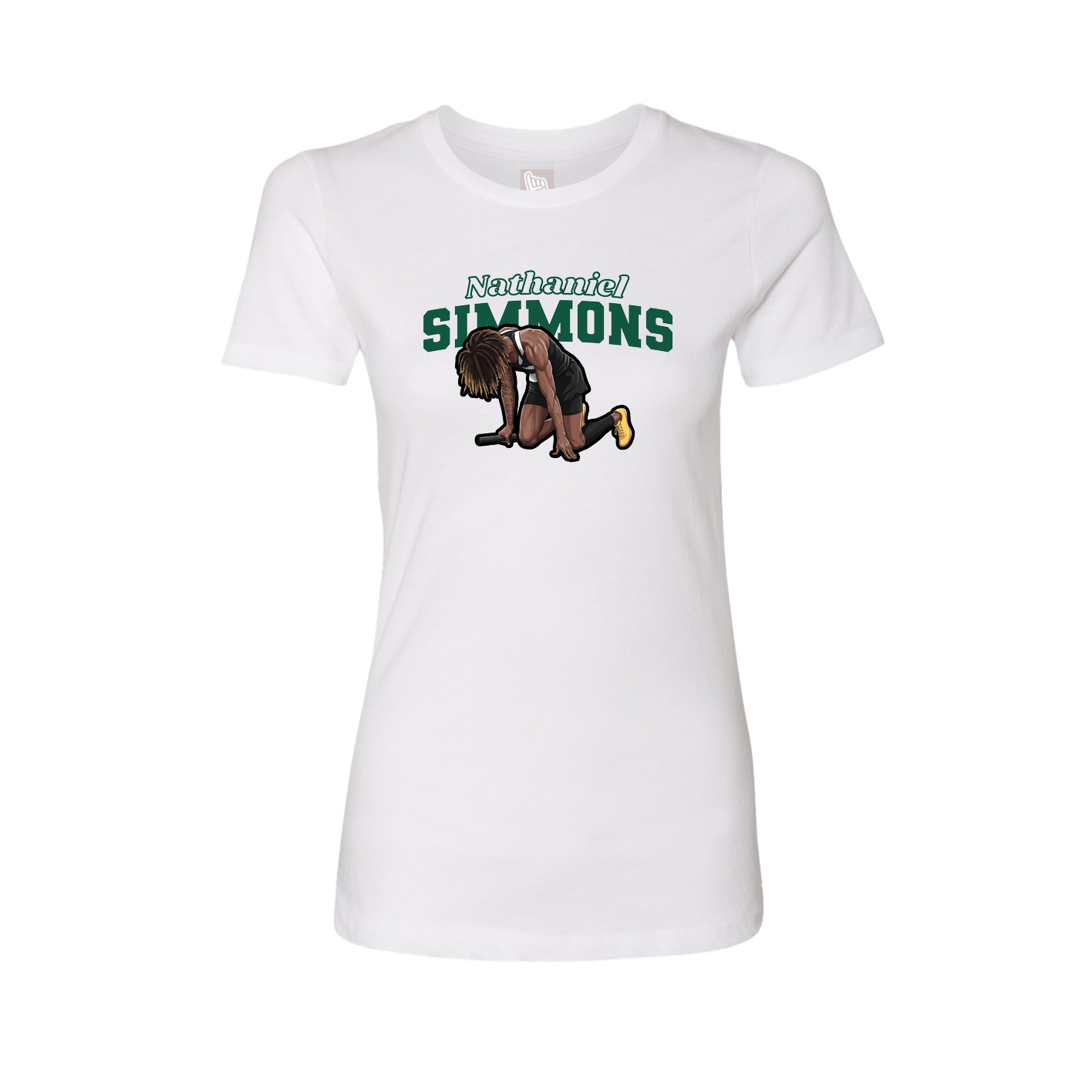 Womens Tee — Name Arch in White