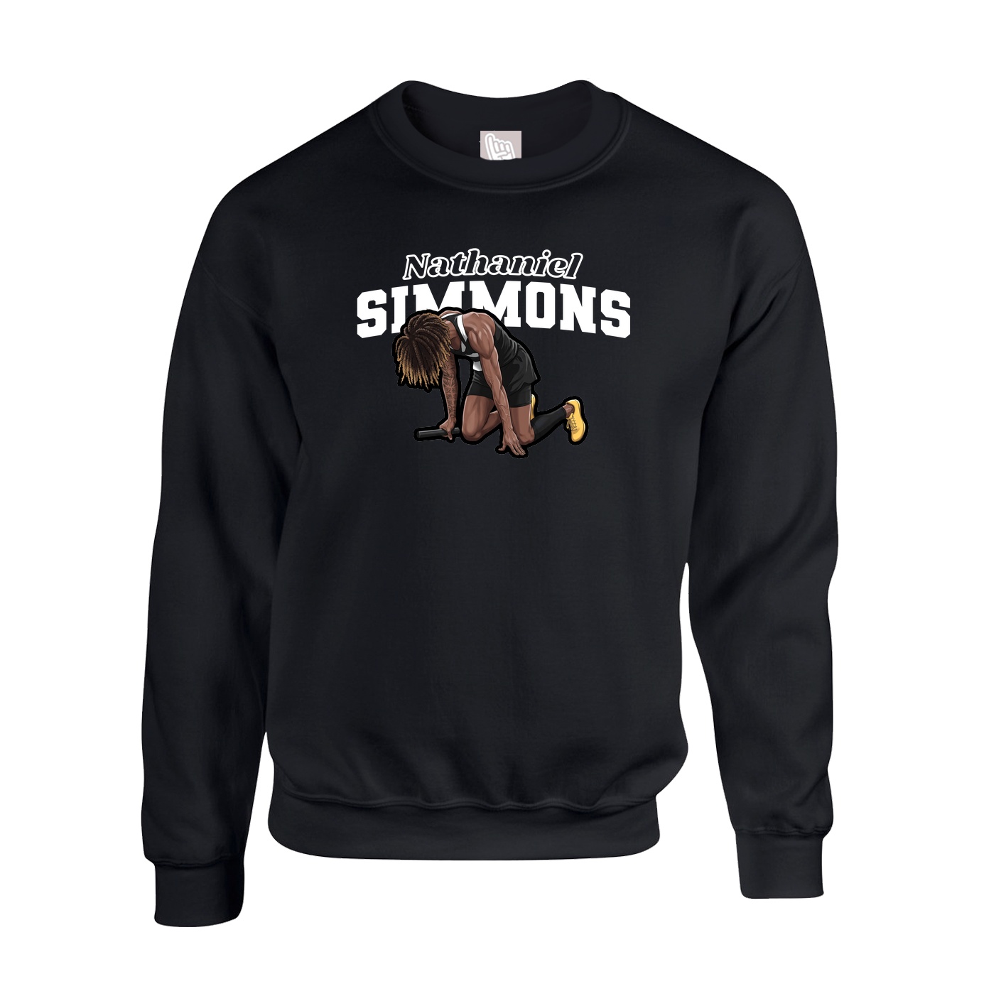 Fleece Crew — Name Arch in Black