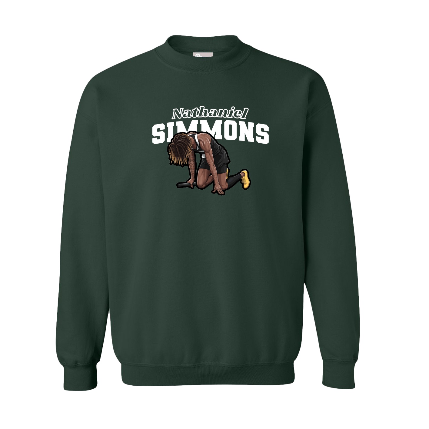 Fleece Crew — Name Arch in Green