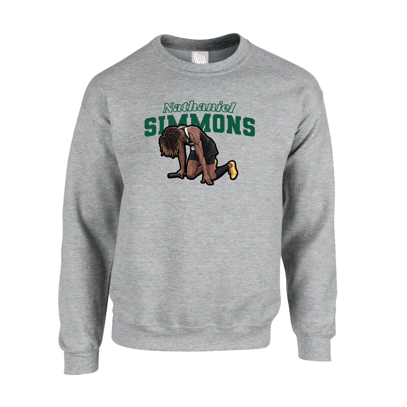 Fleece Crew — Name Arch in Grey