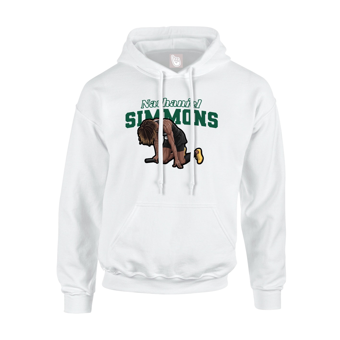 Youth Hoodie — Name Arch in White