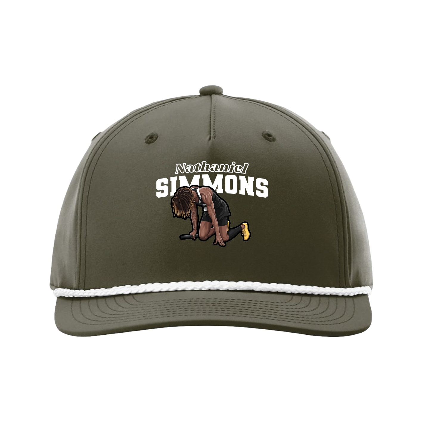 Five-Panel Classic Rope Cap — Name Arch in Green