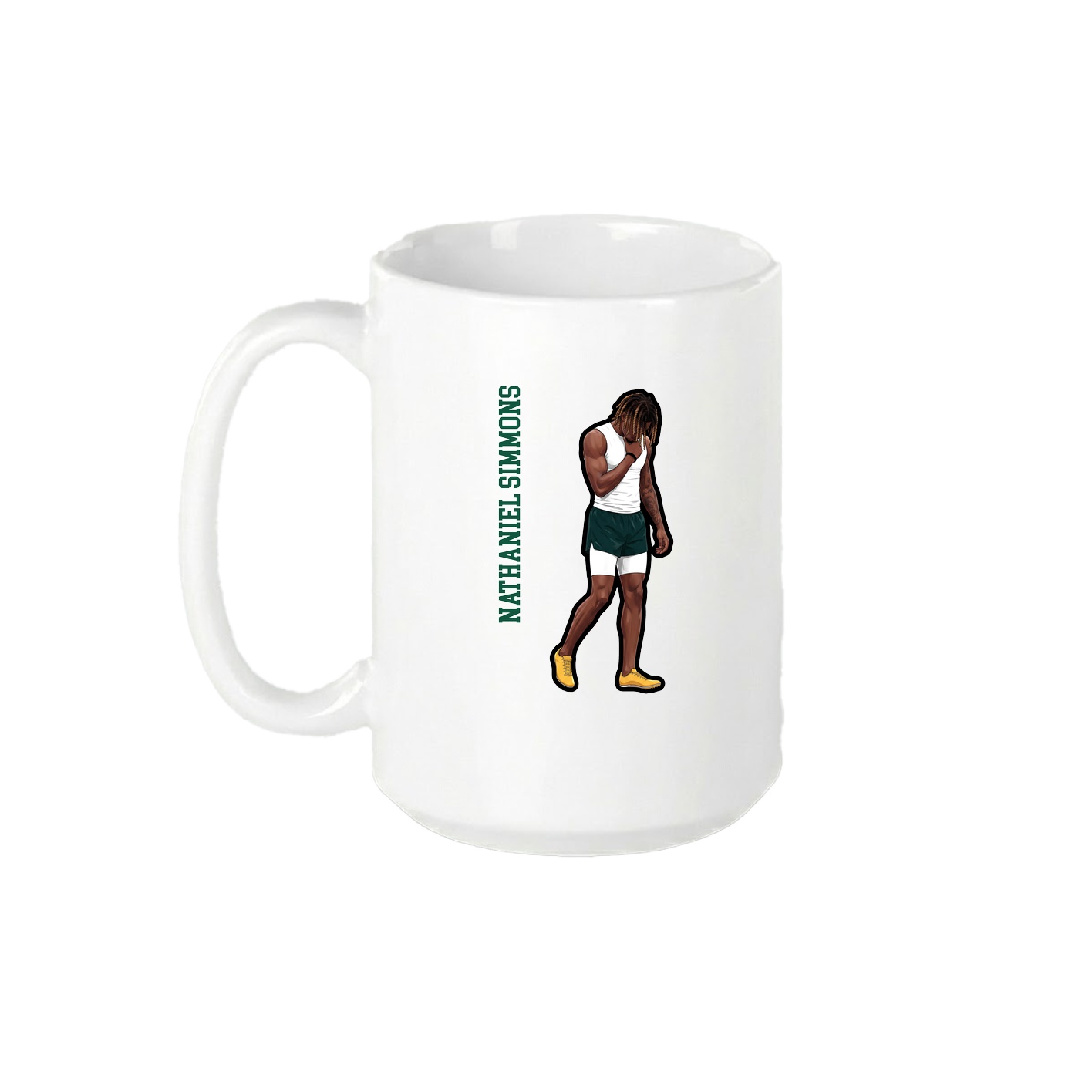 15oz Coffee Mug — Name Vertical in White