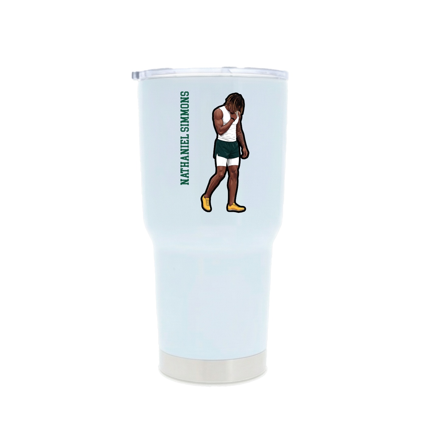 30oz Stainless Steel Tumbler — Name Vertical in White