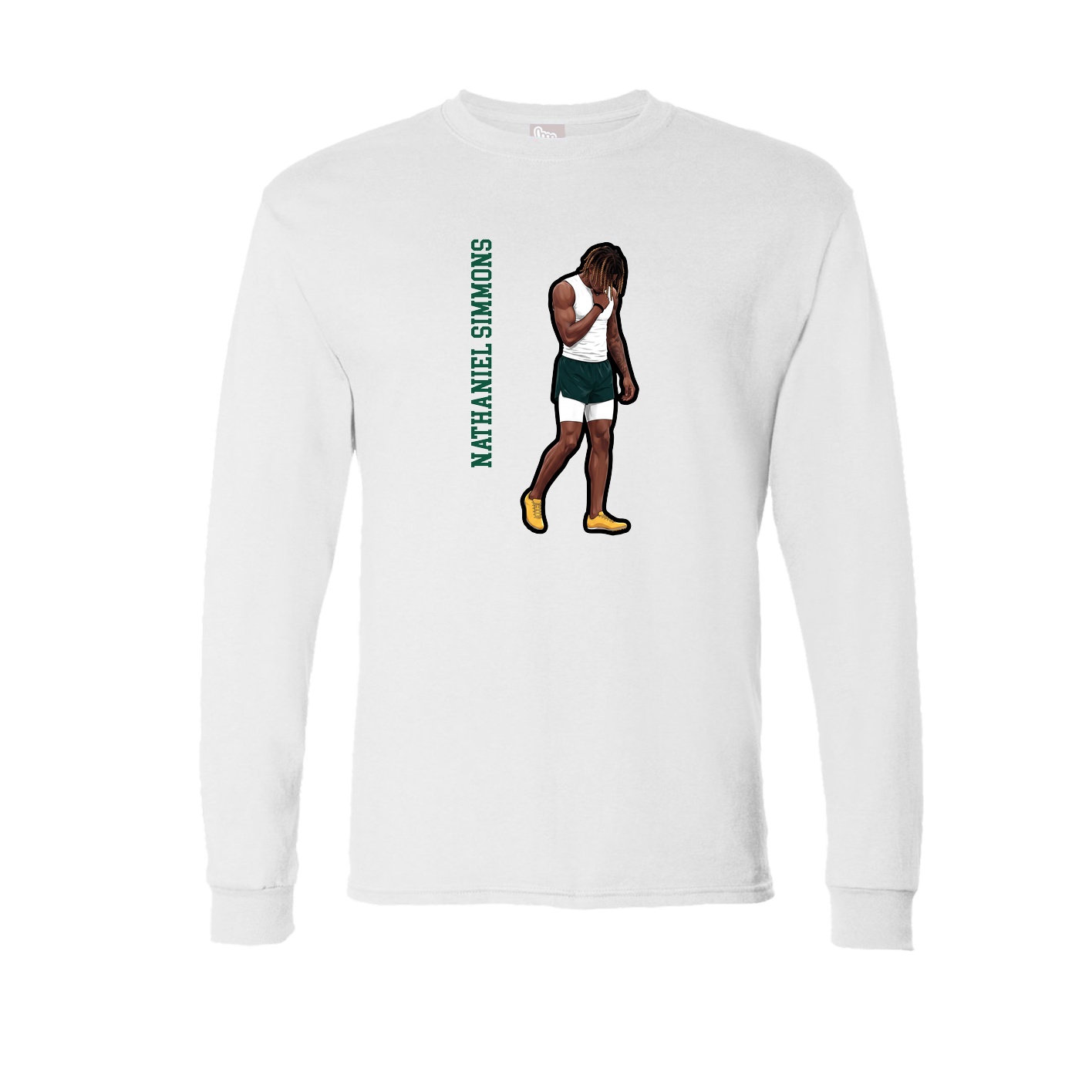 Long Sleeve Tee — Name Vertical in White