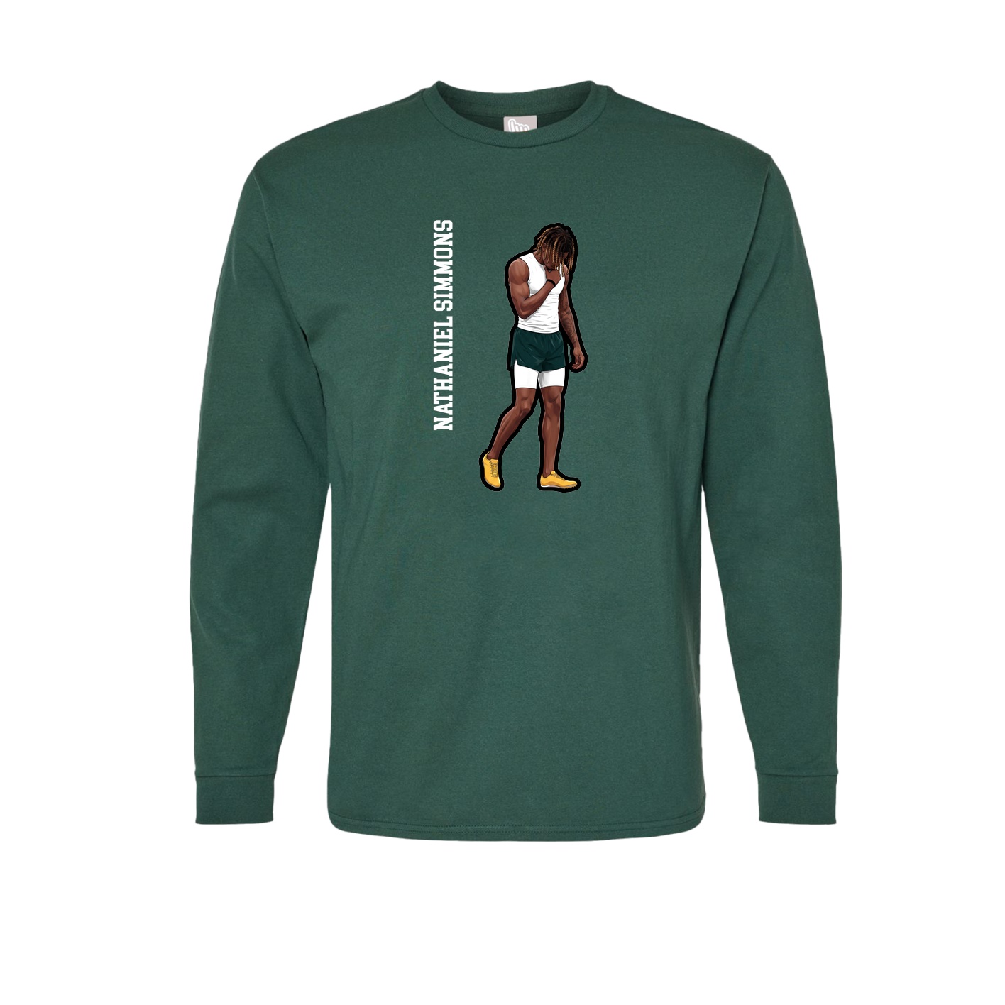 Long Sleeve Tee — Name Vertical in Green