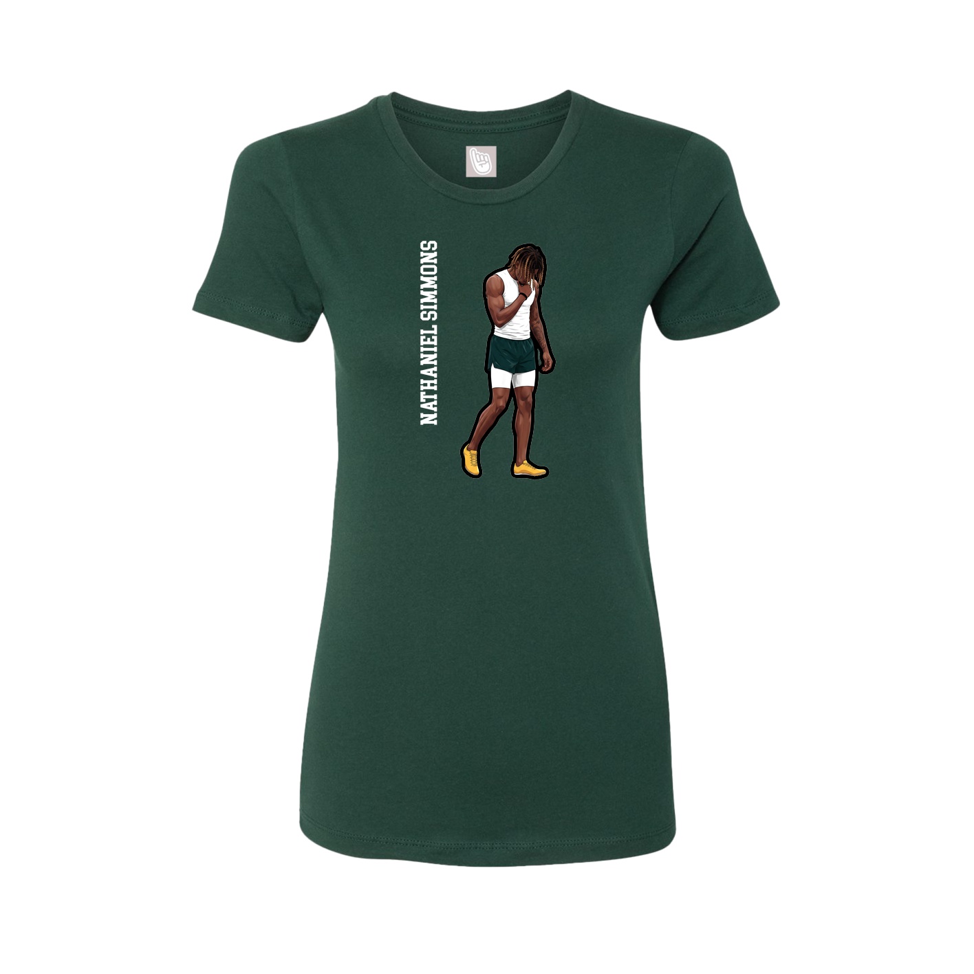 Womens Tee — Name Vertical in Green