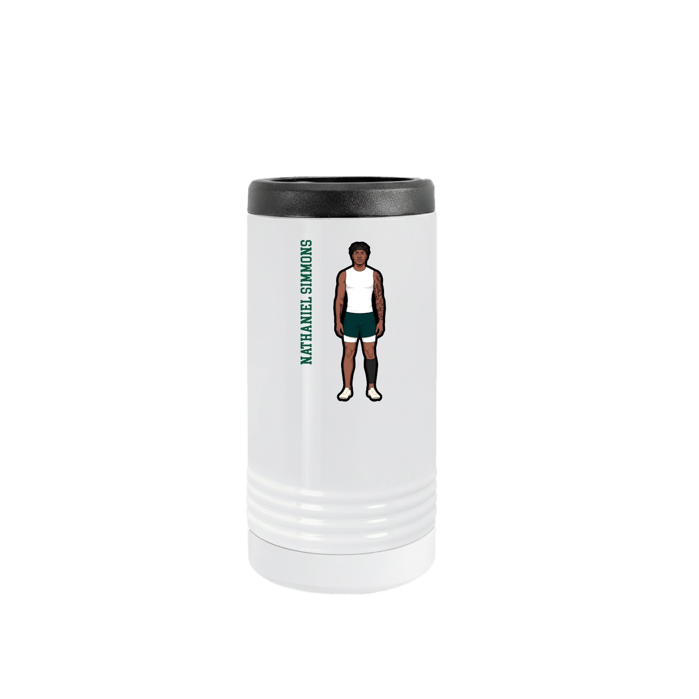 Slim Beverage Holder — Name Vertical in White