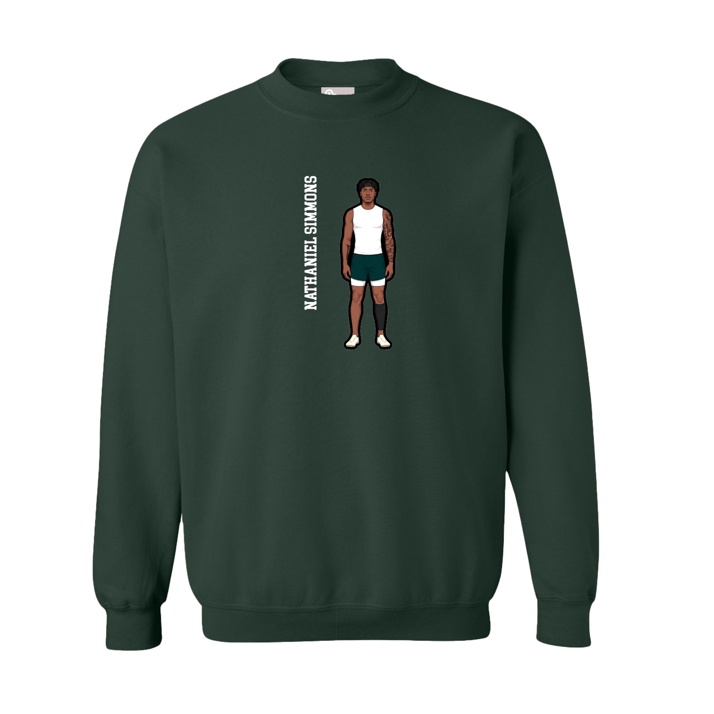 Fleece Crew — Name Vertical in Green