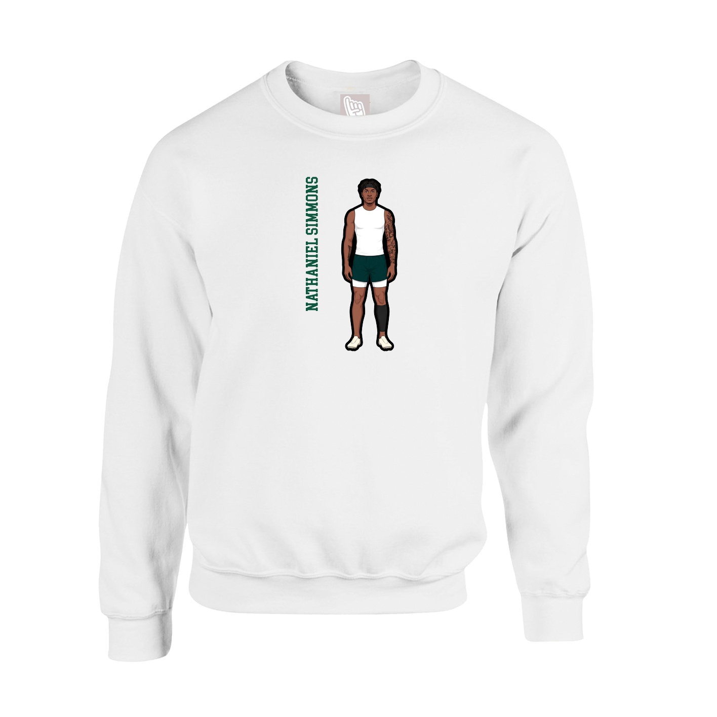 Fleece Crew — Name Vertical in White