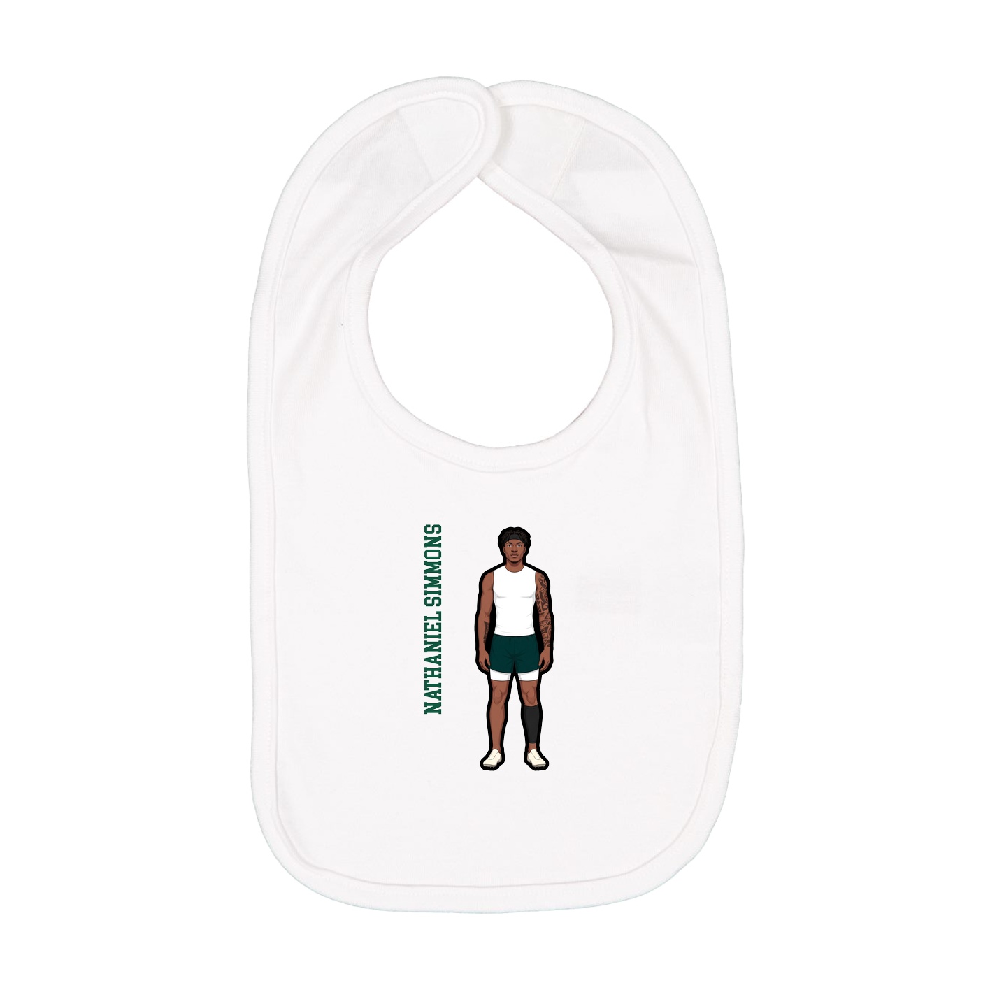 Infant Bib — Name Vertical in White