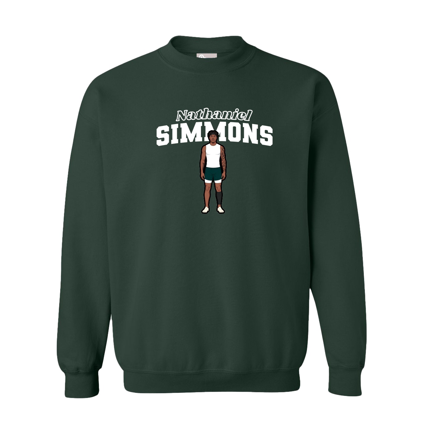 Fleece Crew — Name Arch in Green