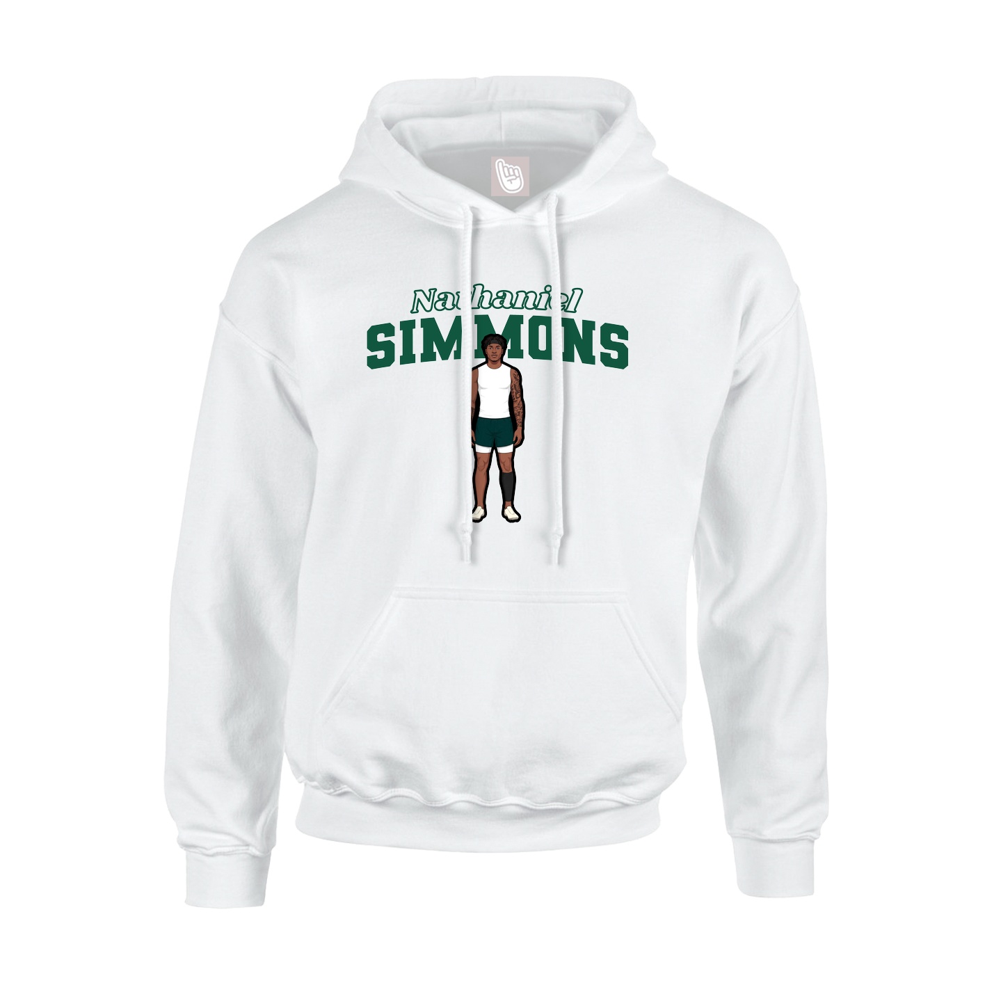 Youth Hoodie — Name Arch in White